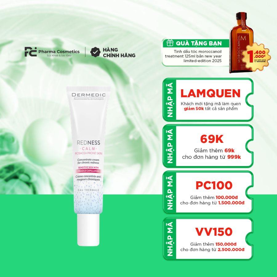 DERMEDIC REDNESS CONCENTRATE CREAM FOR CHRONIC DISEASES : Giải Pháp Dịu Nhẹ Cho Da Mẩn Đỏ & Nhạy Cảm