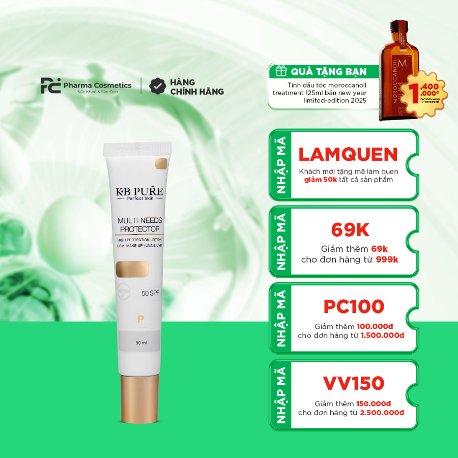 KB PURE MULTI NEEDS PROTECTOR: Kem Chống Nắng Đa Năng Bảo Vệ & Nuôi Dưỡng Da