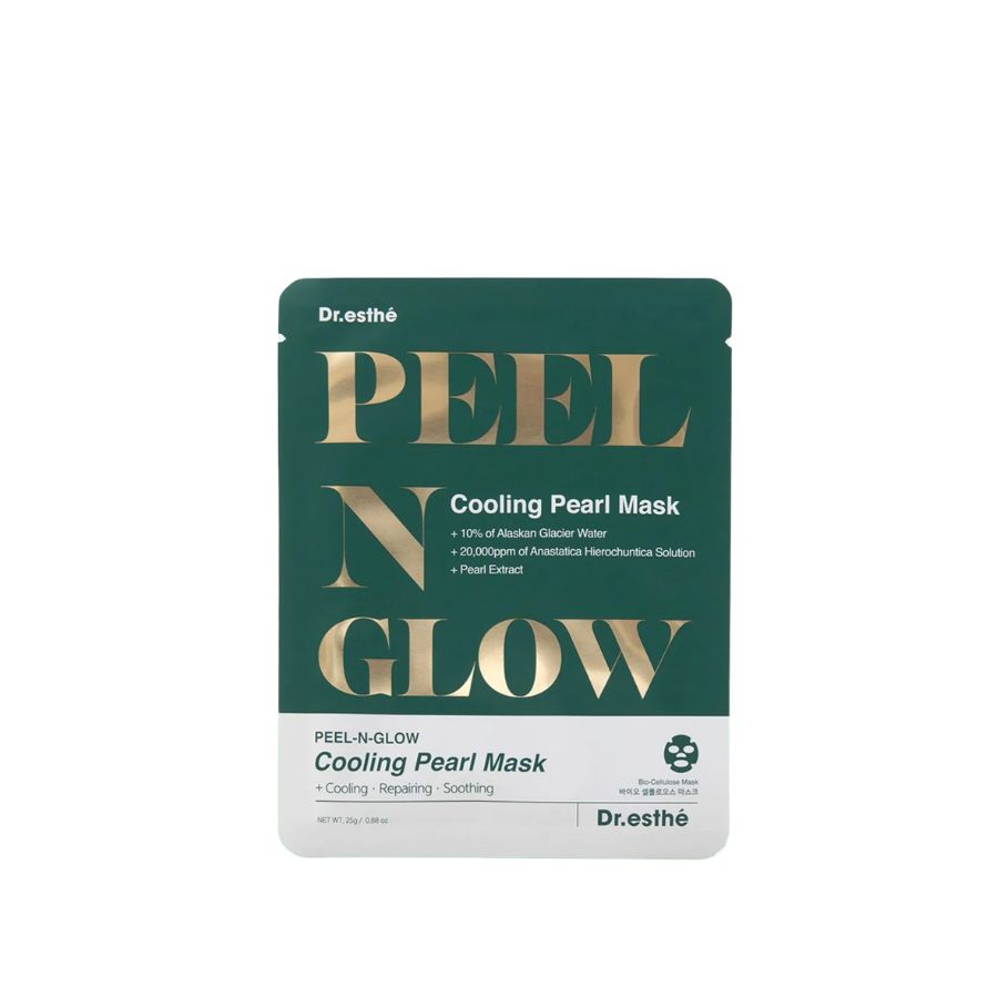 DR.ESTHE PEEL-N-GLOW COOLING PEARL MASK: Mặt Nạ Bio Cellulose Ngọc Trai - Làm Dịu, Tái Tạo & Phục Hồi Da