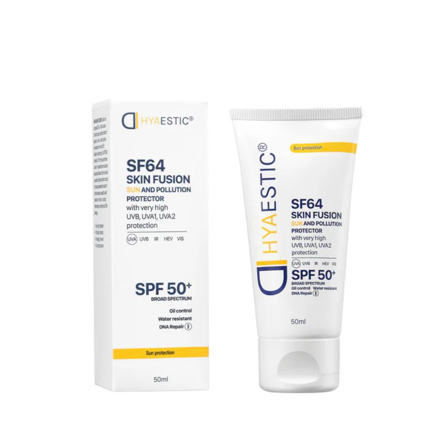 Hyaestic Skin Fusion SF64 Sun And Pollution Protector SPF50+50ML: Kem Chống Nắng Bảo Vệ Tối Đa & Phục Hồi DNA