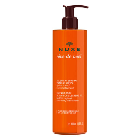 NUXE RÊVE DE MIEL FACE AND BODY ULTRA RICH CLEANSING GEL / GEL LÀM SẠCH DA MẶT & TOÀN THÂN