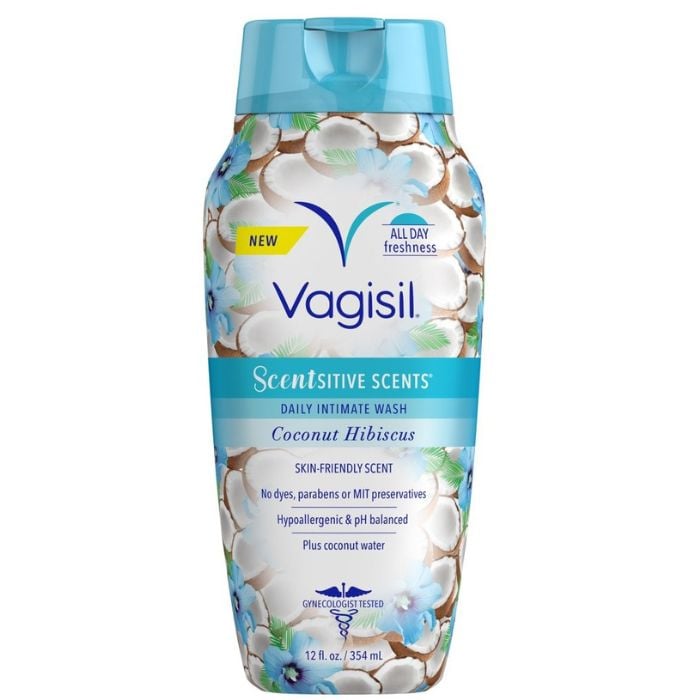 VAGISIL SCENTSITIVE SCENTS DAILY INTIMATE WASH: Dung Dịch Vệ Sinh Phụ Nữ Hương Dừa & Dâm Bụt - Làm Sạch & Cân Bằng pH