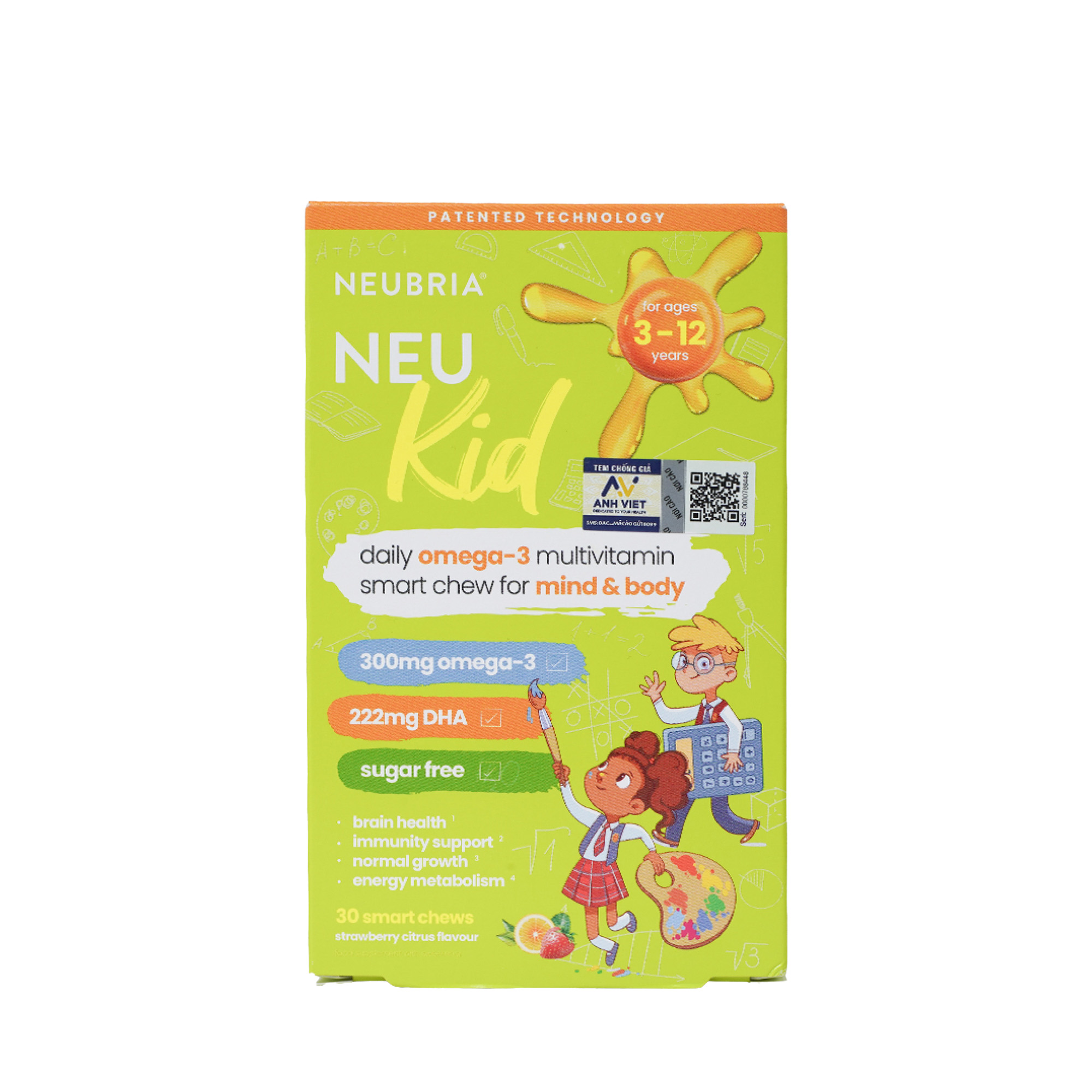 NEUBRIA NEU KID: Kẹo Dẻo Bổ Sung Vitamin & Omega-3 - Hỗ Trợ Trí Não & Tăng Cường Sức Đề Kháng Cho Trẻ