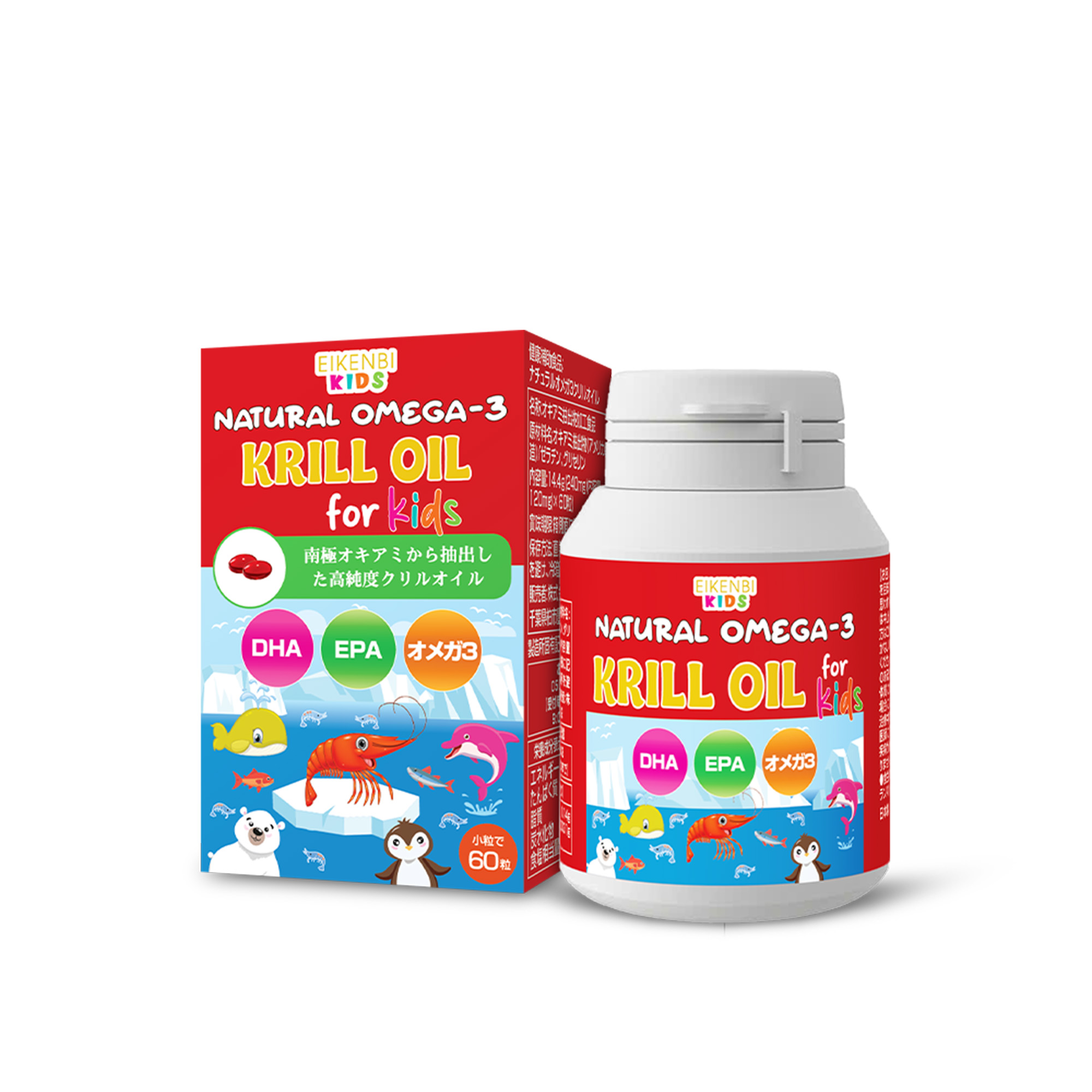 EIKENBI NATURAL OMEGA-3 KRILL OIL FOR KIDS: Dầu Nhuyễn Thể Tinh Khiết Cho Trí Não Và Thị Lực Của Bé
