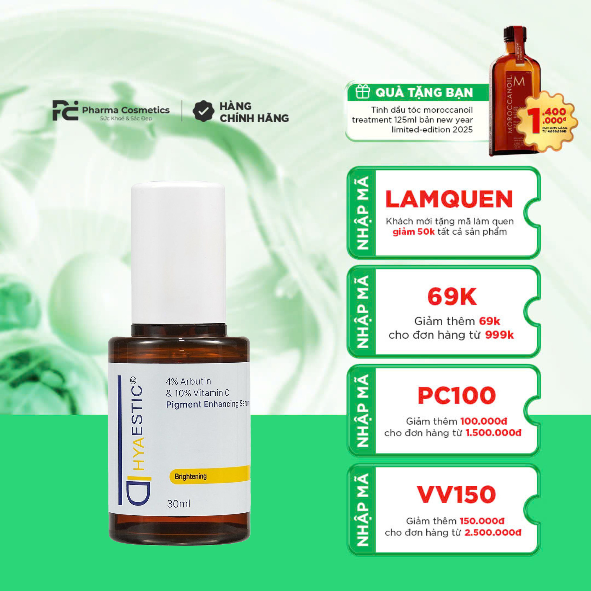 HYAESTIC PIGMENT ENHANCING SERUM: Tinh Chất Trị Nám & Trẻ Hóa Chuyên Sâu Với 4% Arbutin & 10% Vitamin C