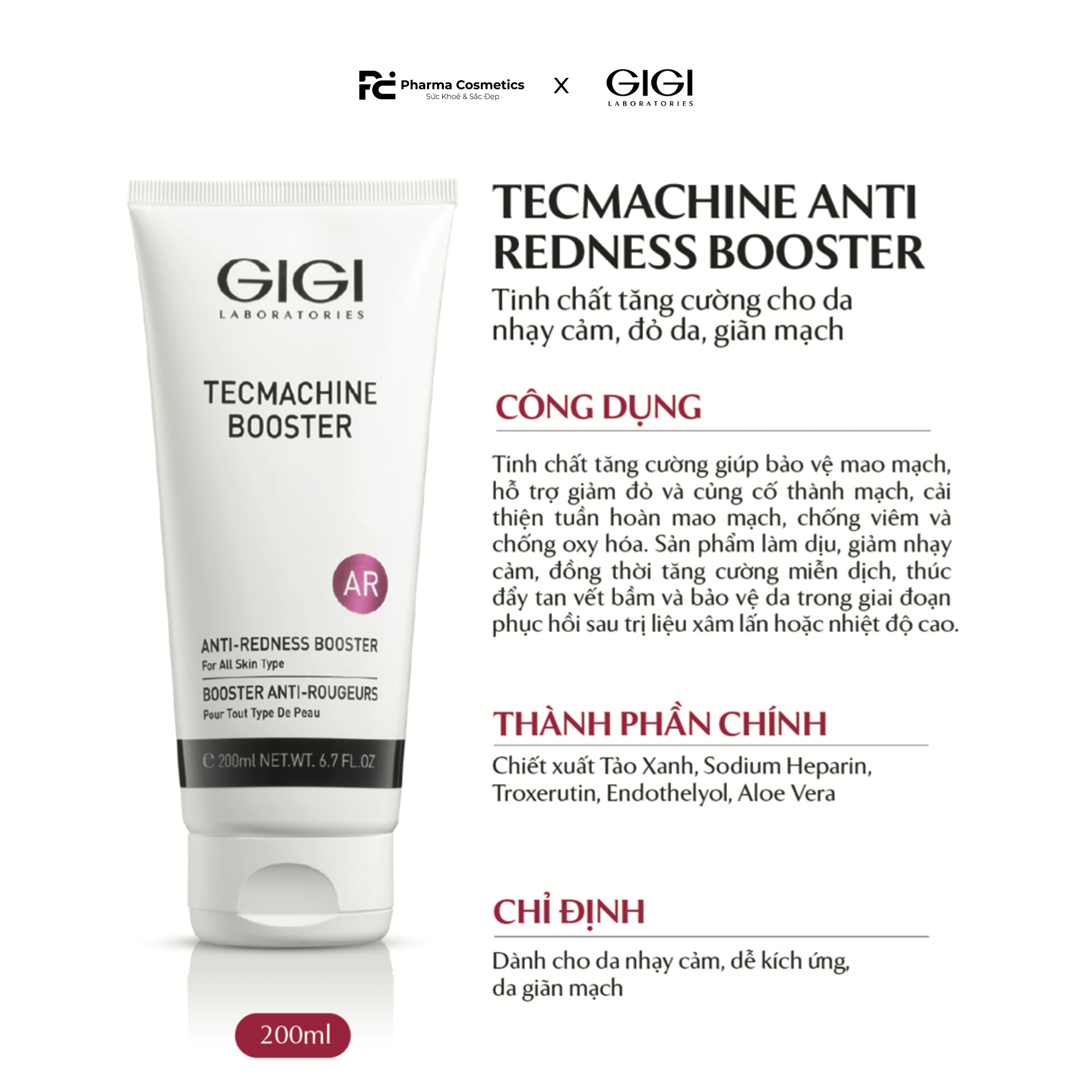 GIGI TECMACHINE TM ANTI REDNESS BOOSTER - Tinh Chất Giảm Đỏ, Làm Dịu Da Nhạy Cảm Cấp Tốc