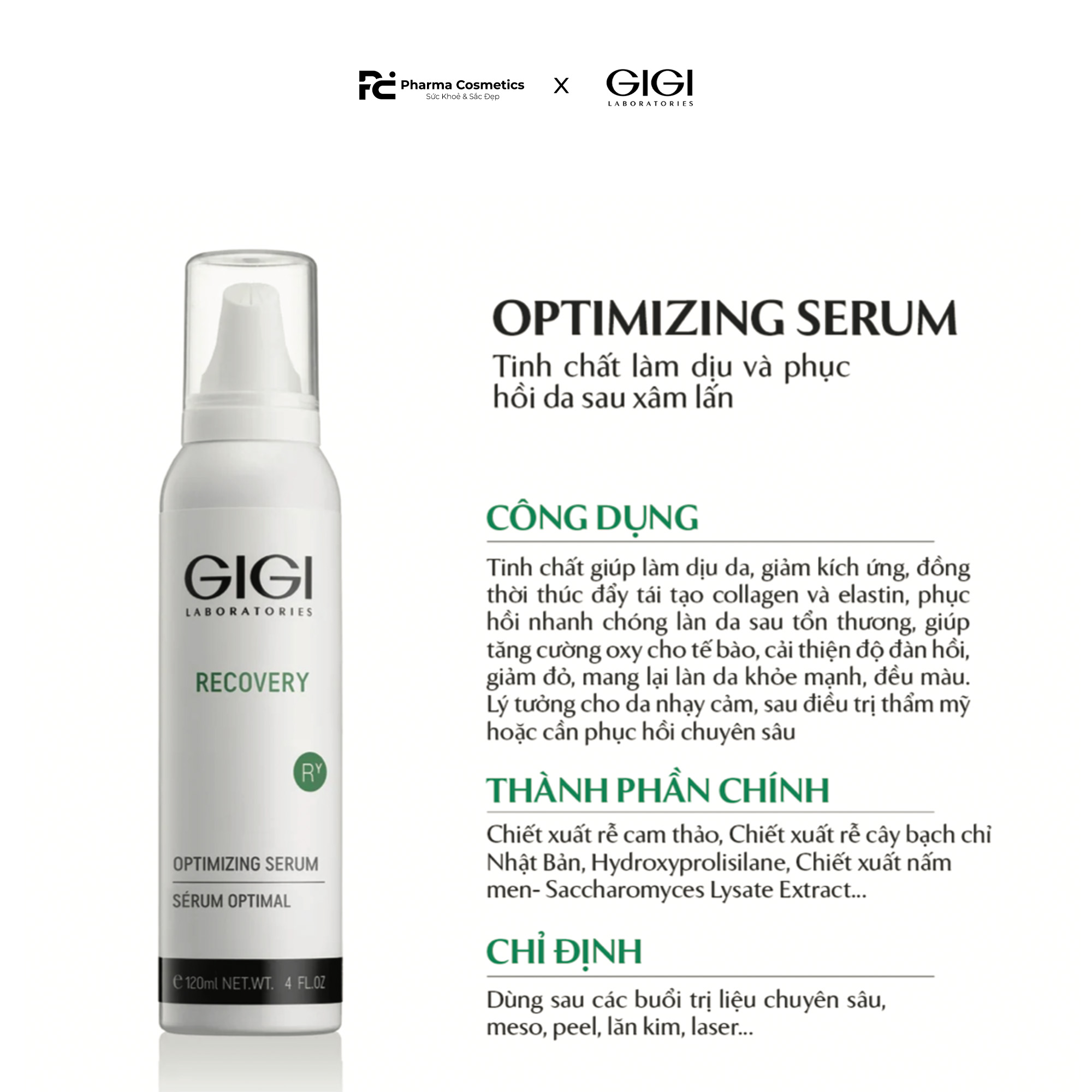GIGI RECOVERY OPTIMIZING SERUM / TINH CHẤT LÀM DỊU VÀ PHỤC HỒI DA SAU XÂM LẤN 