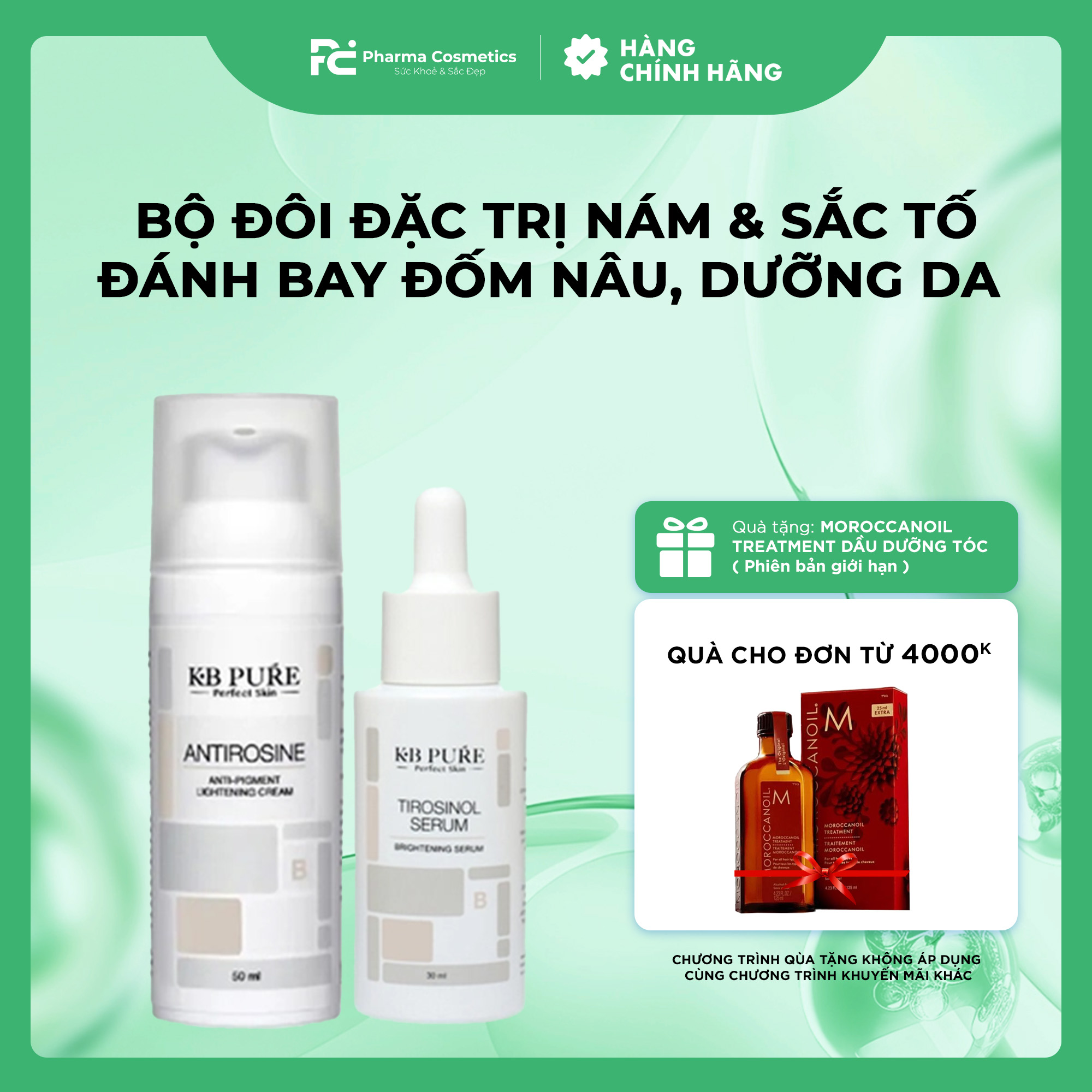 KB PURE TIROSINOL & ANTIROSINE: Bộ Đôi Đặc Trị Nám & Sắc Tố Chuyên Sâu – Đánh Bay Đốm Nâu, Dưỡng Da Sáng Rạng Rỡ