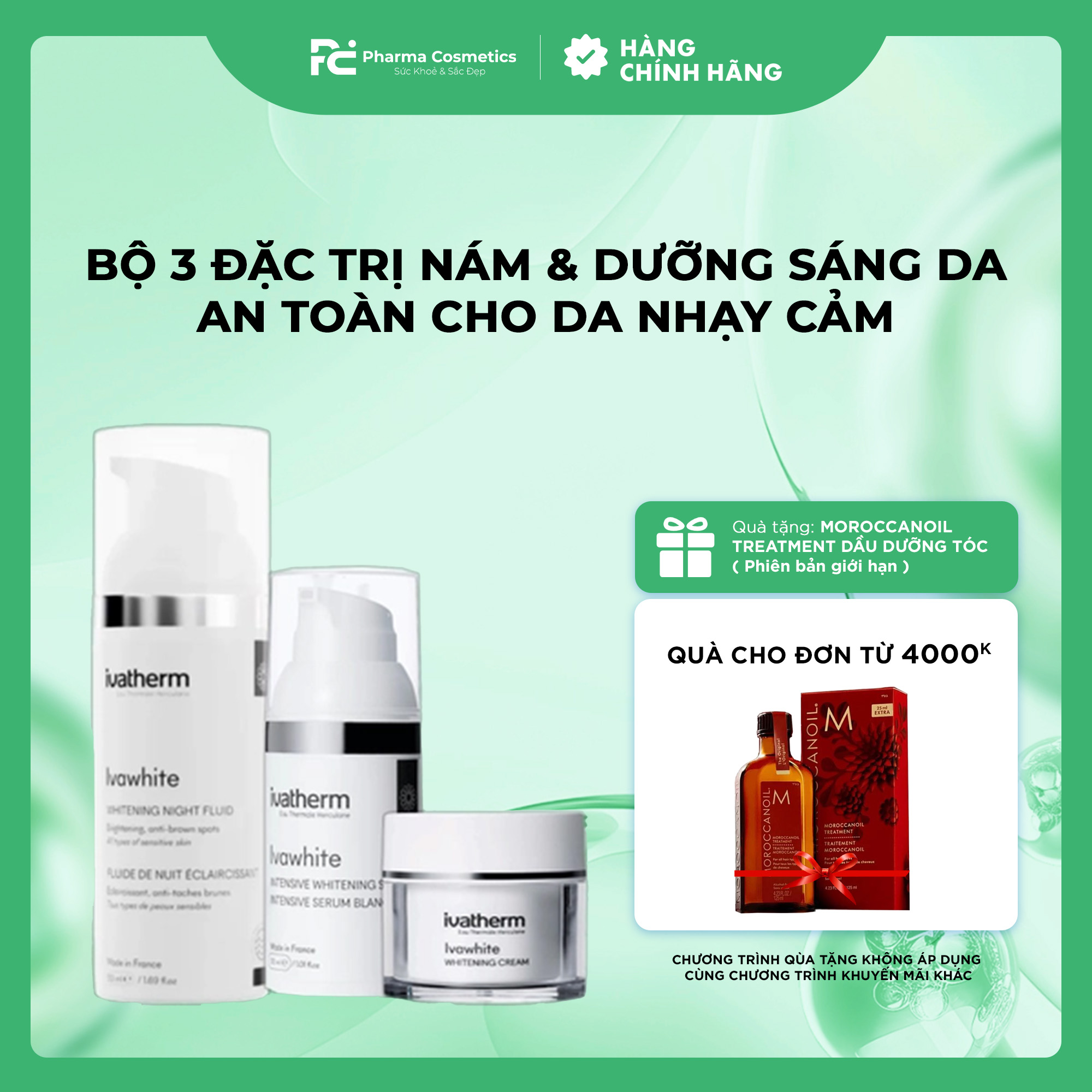 IVAWHITE WHITENING SYSTEM: Bộ 3 Đặc Trị Nám & Dưỡng Sáng Da Chuyên Sâu, An Toàn Cho Da Nhạy Cảm