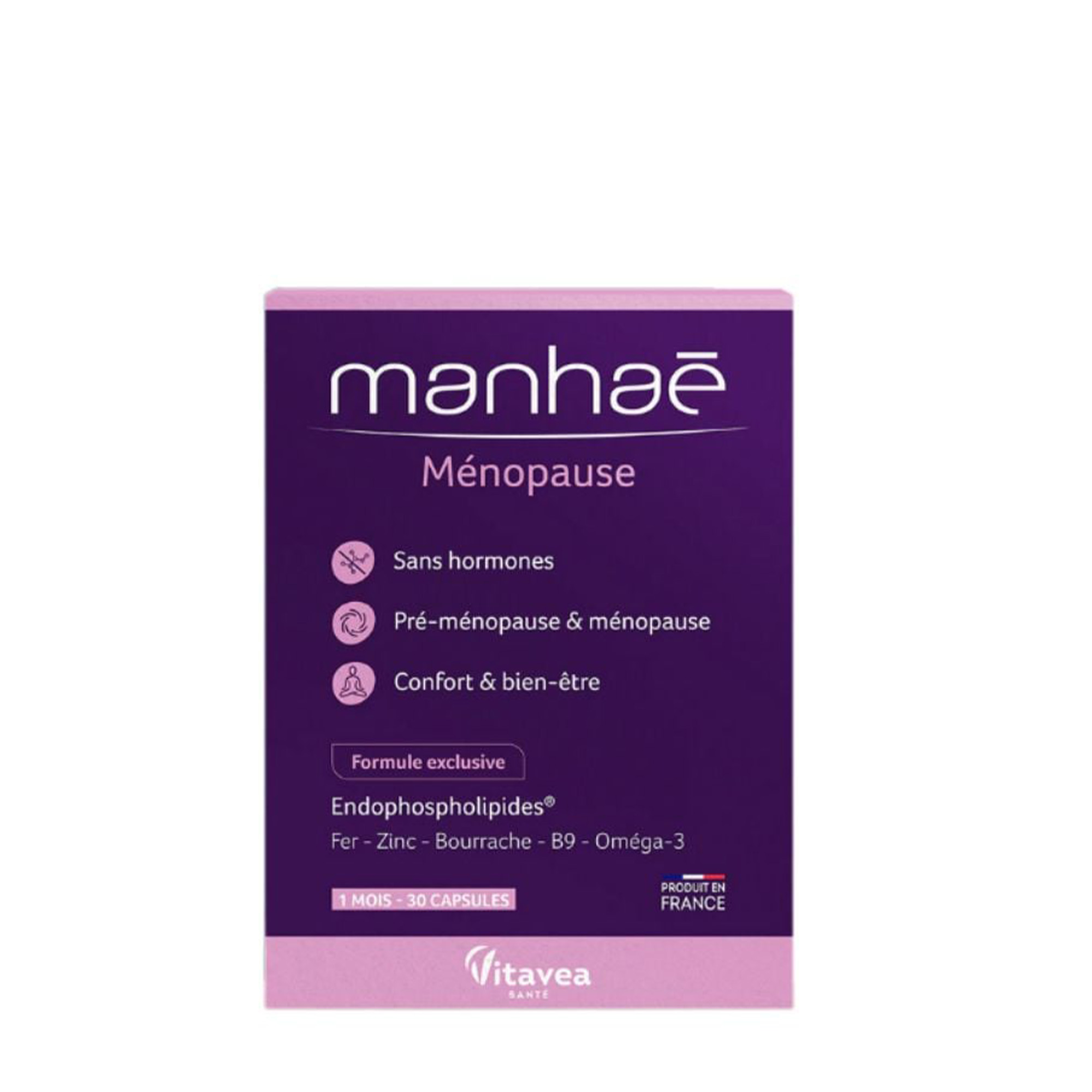 MANHAÉ MÉNOPAUSE: Viên Uống Hỗ Trợ Nội Tiết Tố Nữ Pháp - Giảm Bốc Hỏa, Khô Hạn & Làm Chậm Lão Hóa