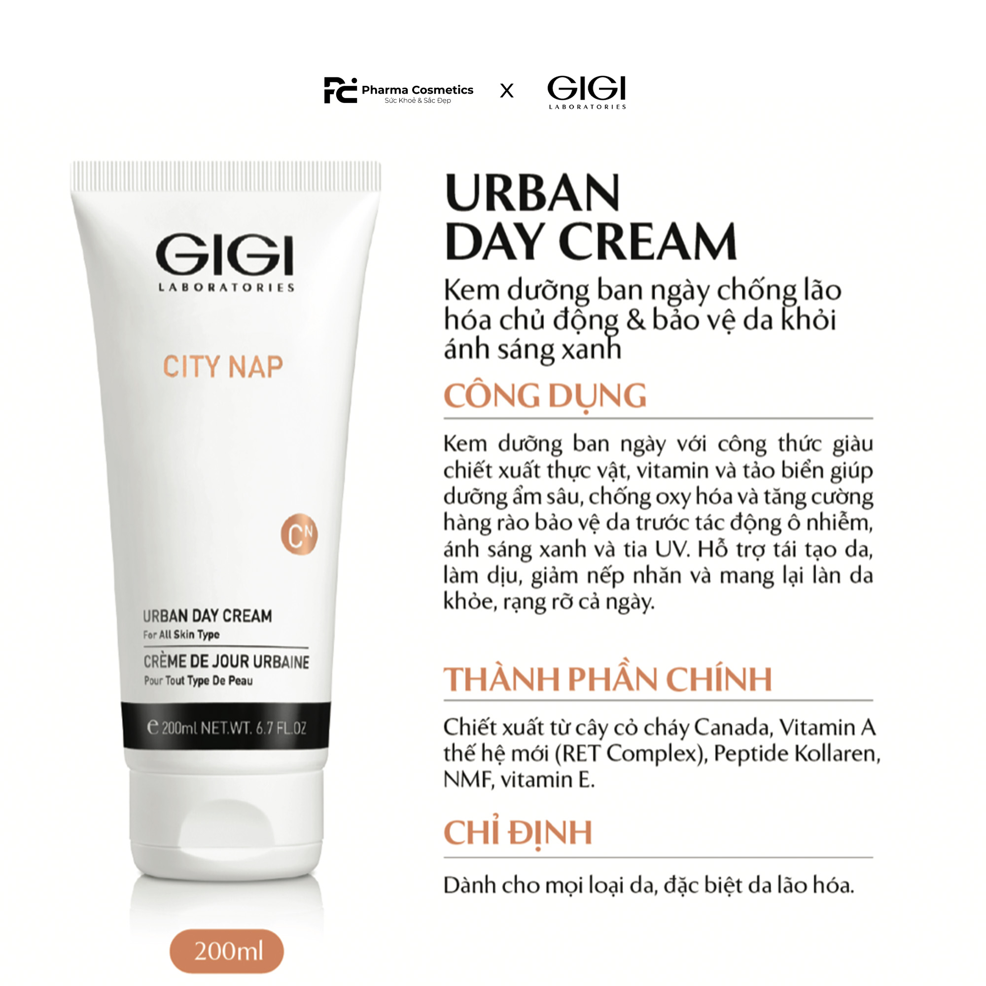 GIGI CITY NAP URBAN DAY CREAM / KEM DƯỠNG BAN NGÀY GIÚP CHỐNG LÃO HOÁ, DUY TRÌ ĐỘ SĂN CHẮC VÀ BẢO VỆ DA 