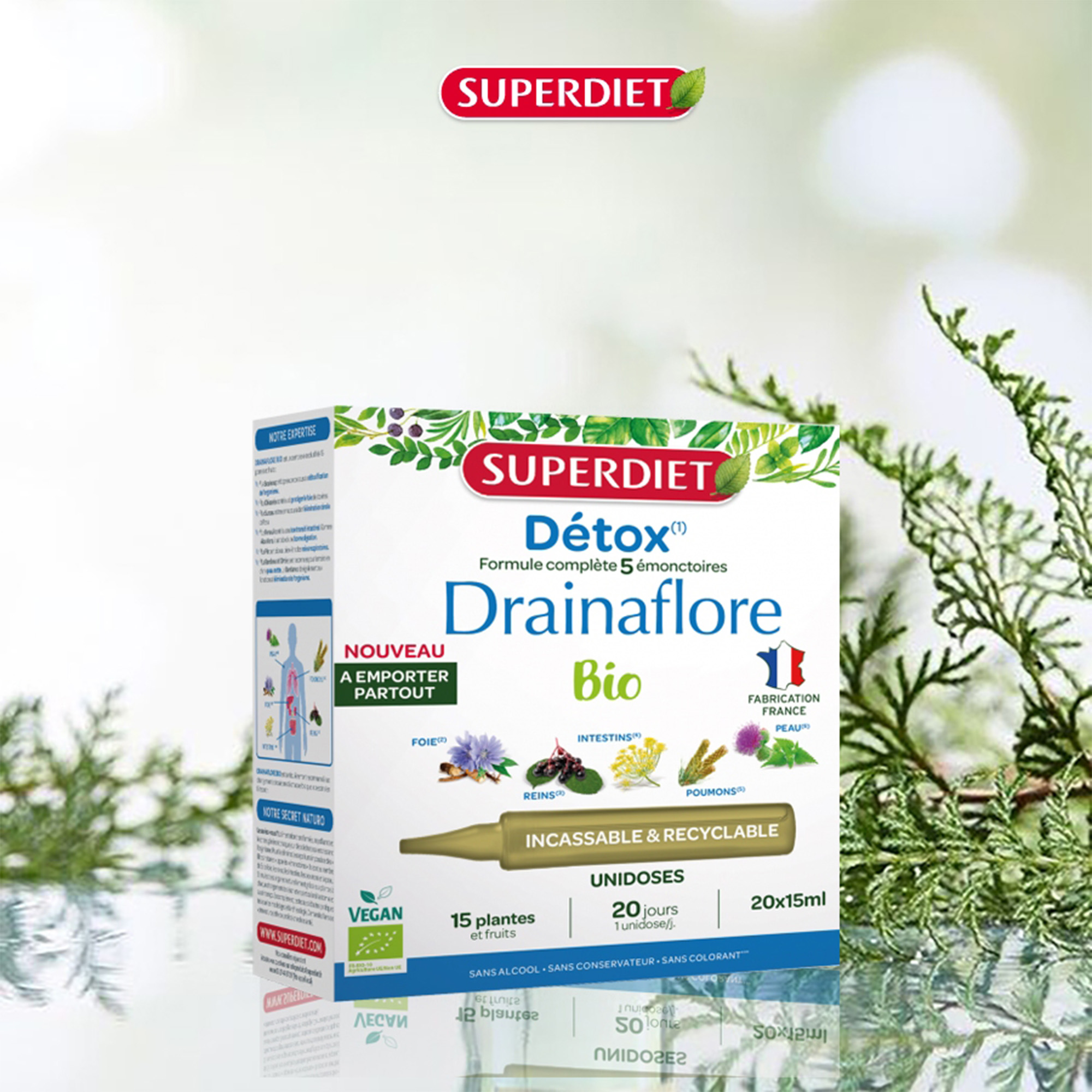 SUPERDIET DRAINAFLORE DETOX 5in1 / HỖ TRỢ THẢI ĐỘC NỘI TẠNG VÀ THANH LỌC CƠ THỂ 