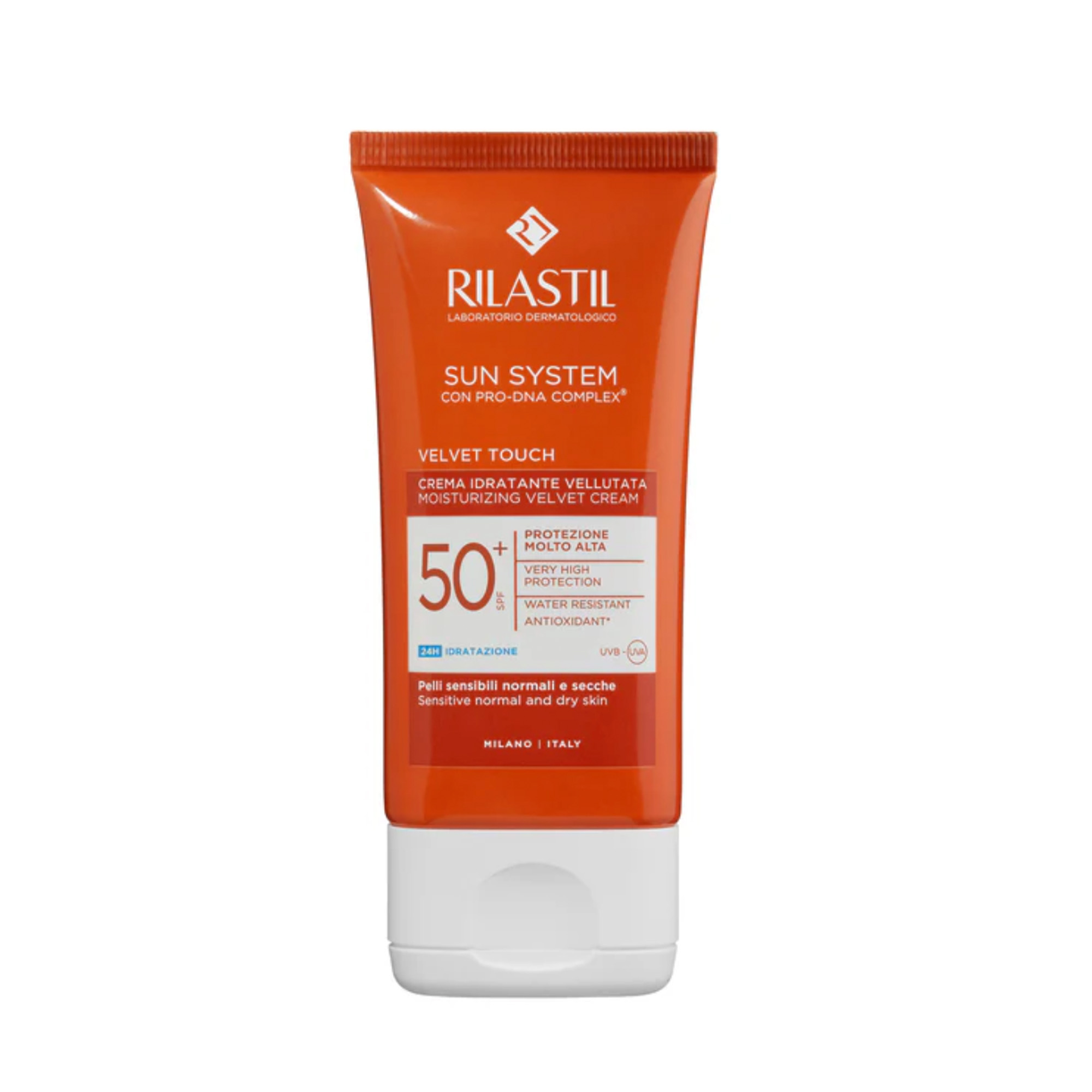 RILASTIL VELVET TOUCH MOISTURISING CREAM SPF 50+: Kem Dưỡng Ẩm Chống Nắng - Mềm Mịn Như Nhung, Cấp Ẩm 24H