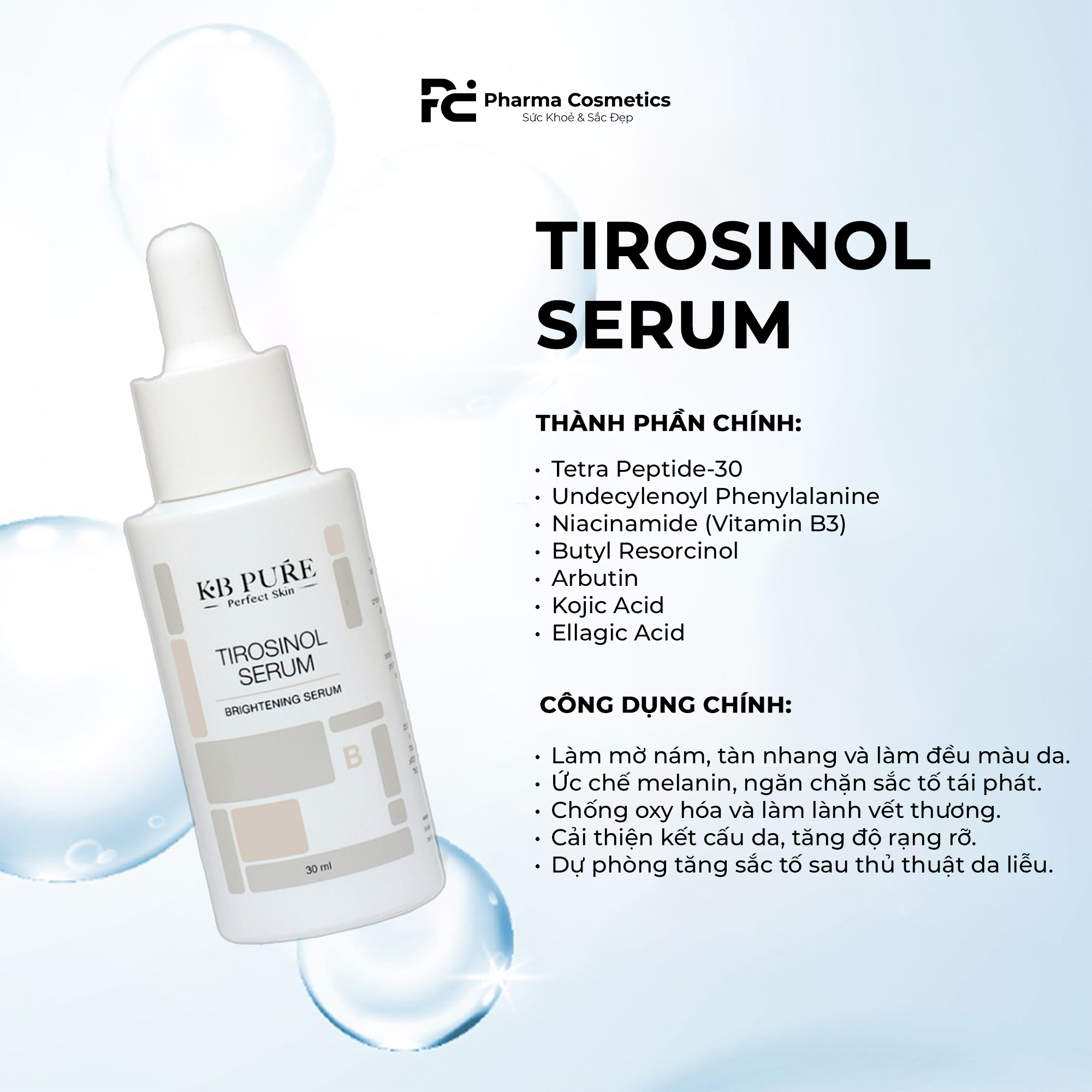 KB PURE TIROSINOL & ANTIROSINE: Bộ Đôi Đặc Trị Nám & Sắc Tố Chuyên Sâu – Đánh Bay Đốm Nâu, Dưỡng Da Sáng Rạng Rỡ