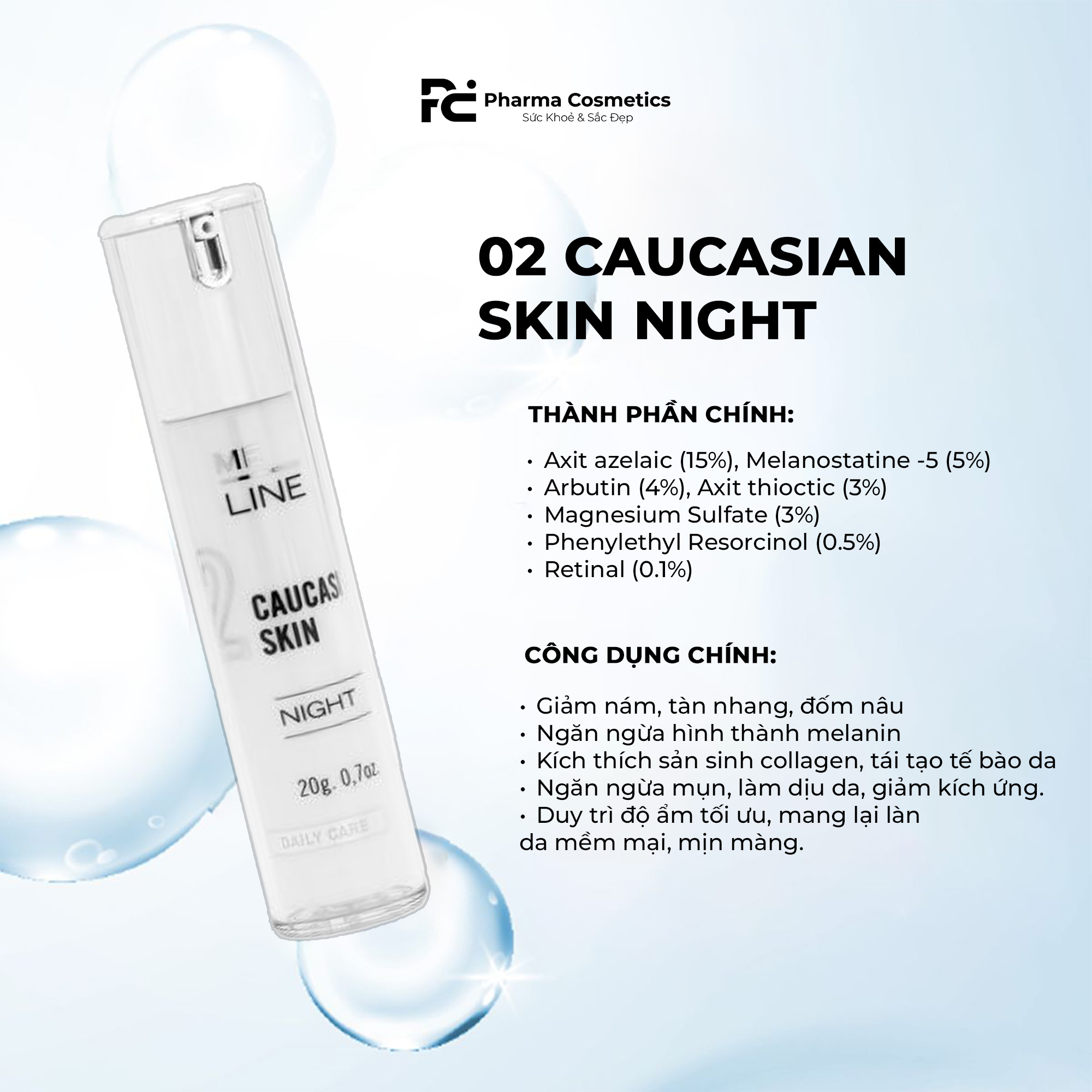 MELINE 02 CAUCASIAN SKIN DAY/NIGHT / BỘ ĐÔI TRỊ NÁM NGÀY/ĐÊM, SÁNG DA, TRẺ HÓA VÀ CĂNG BÓNG