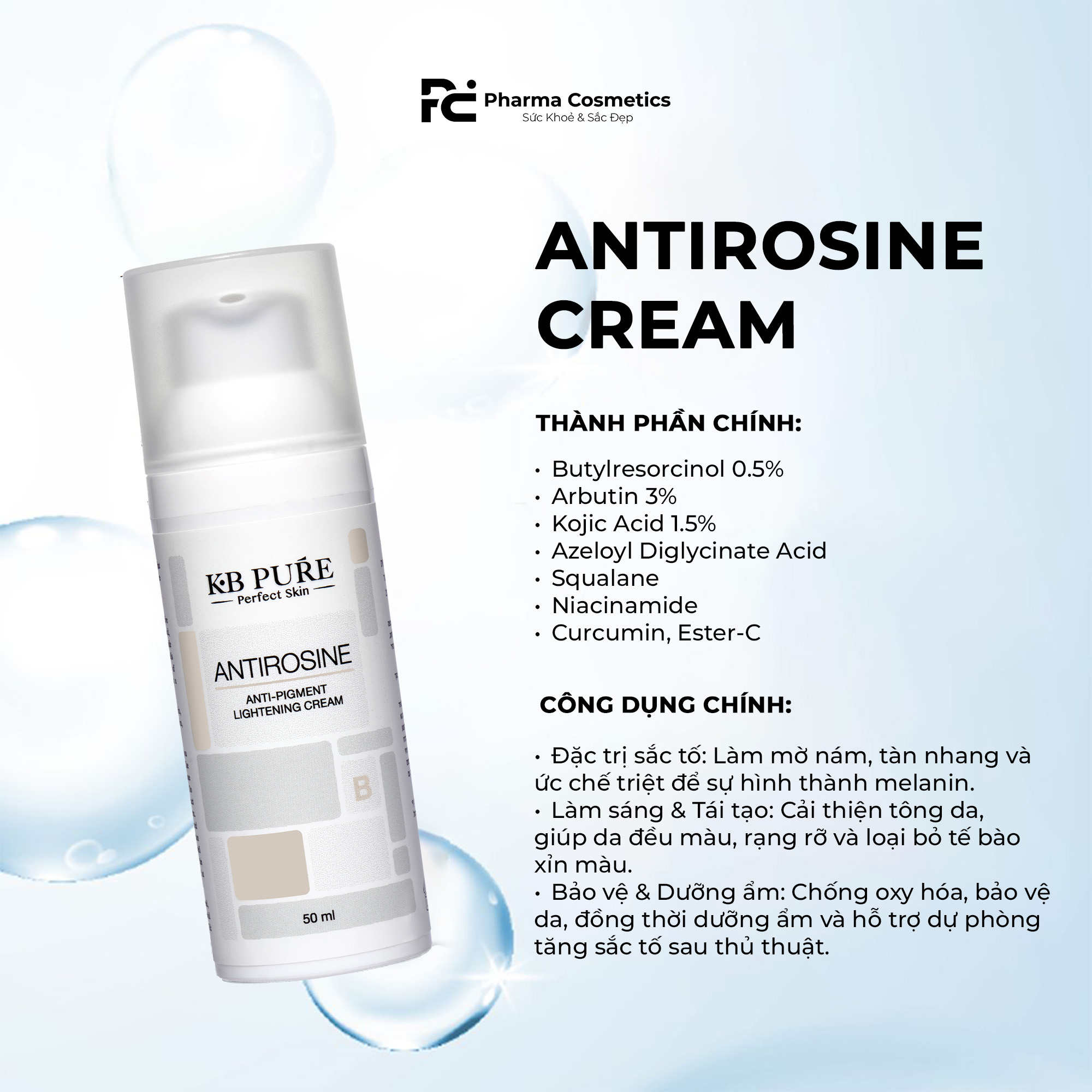 KB PURE TIROSINOL & ANTIROSINE: Bộ Đôi Đặc Trị Nám & Sắc Tố Chuyên Sâu – Đánh Bay Đốm Nâu, Dưỡng Da Sáng Rạng Rỡ