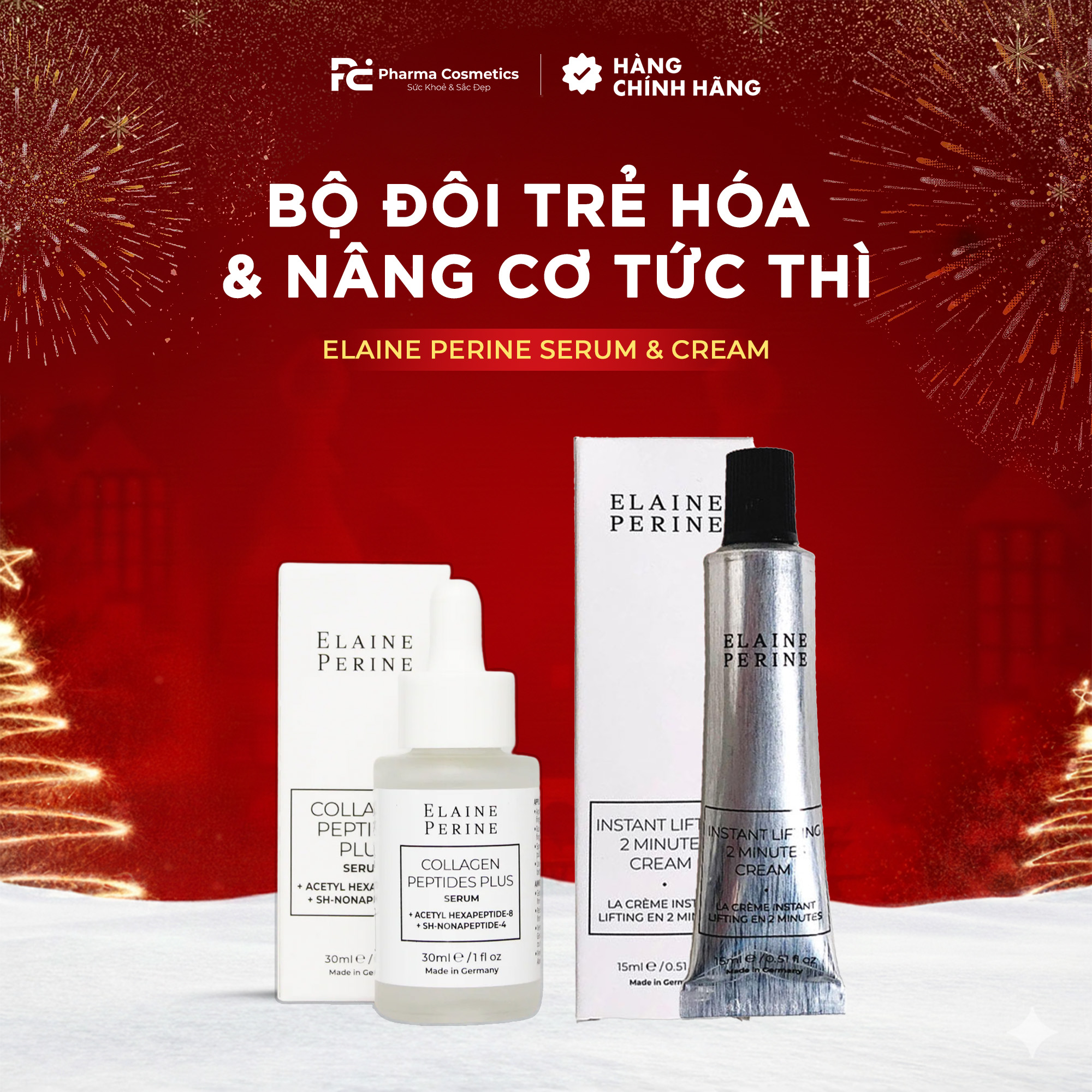 BỘ ĐÔI ELAINE PERINE: Collagen Peptide Plus Serum & Instant Lifting Cream - Giải Pháp Trẻ Hóa & Nâng Cơ Tức Thì