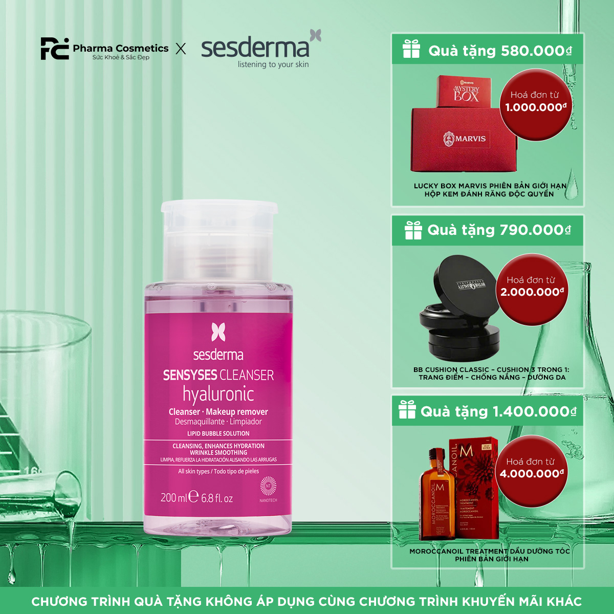 SENSYSES CLEANSER HYALURONIC: Nước Tẩy Trang Liposomal - Cân Bằng, Cấp Ẩm Đa Tầng & Phục Hồi Da Nhăn Khô