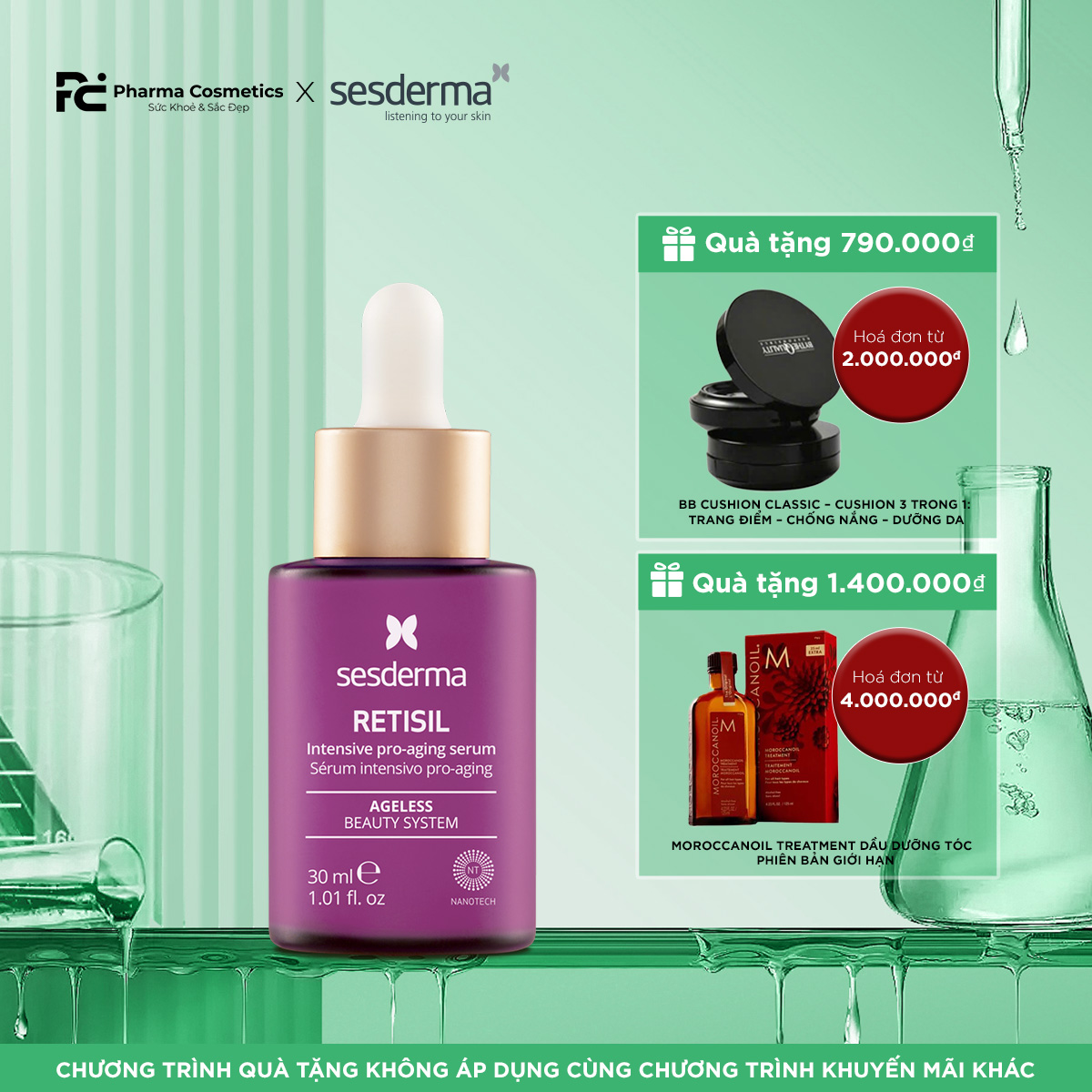 SESDERMA RETISIL INTENSIVE PRO-AGING SERUM: Tinh Chất Retisil - Tái Tạo, Giảm Nhăn Sâu & Nâng Cơ Toàn Diện