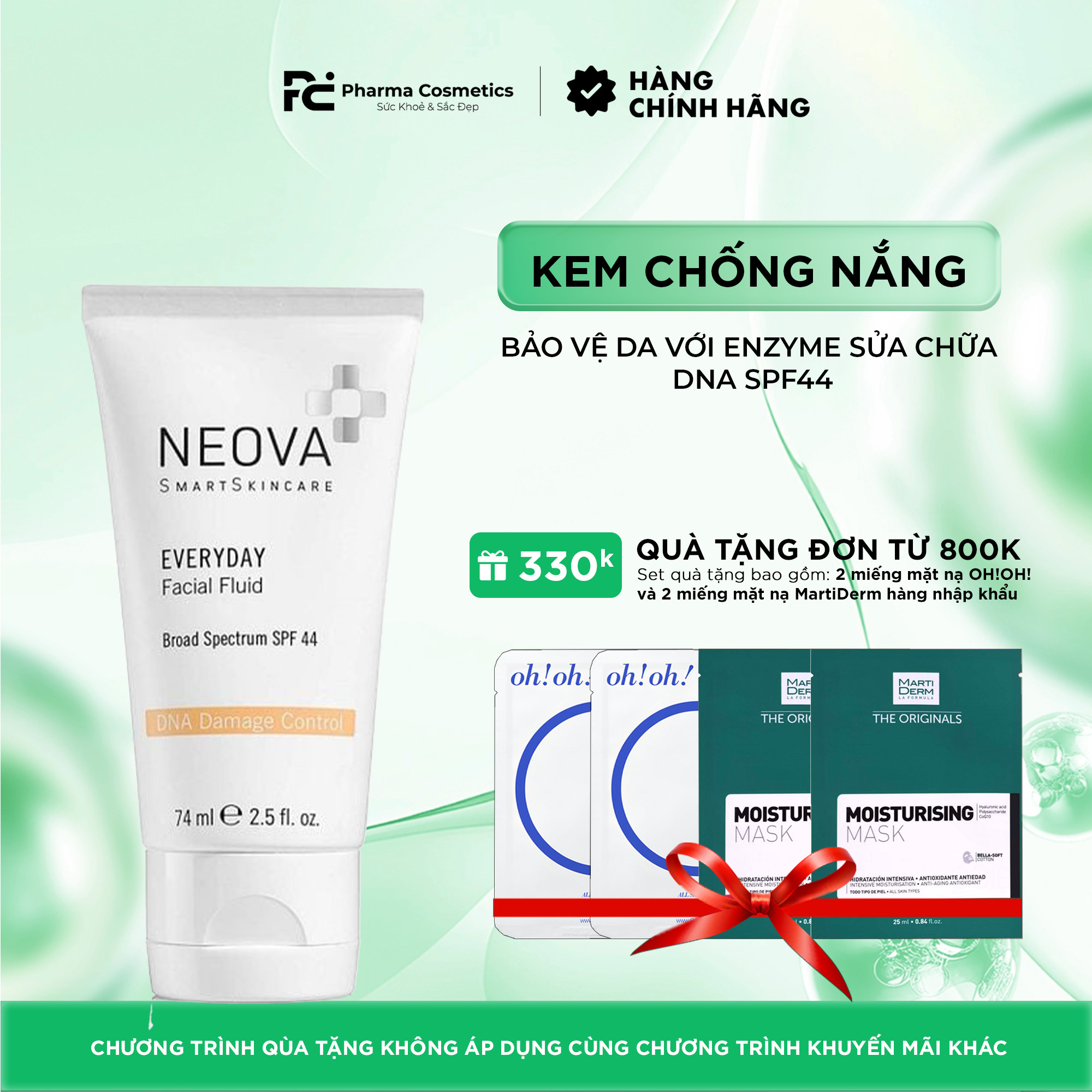 NEOVA EVERYDAY FACIAL FLUID DNA REPAIR ENZYMES + ANTIOXIDANTS SPF44 / KEM CHỐNG NẮNG BẢO VỆ DA NGĂN NGỪA UNG THƯ DA