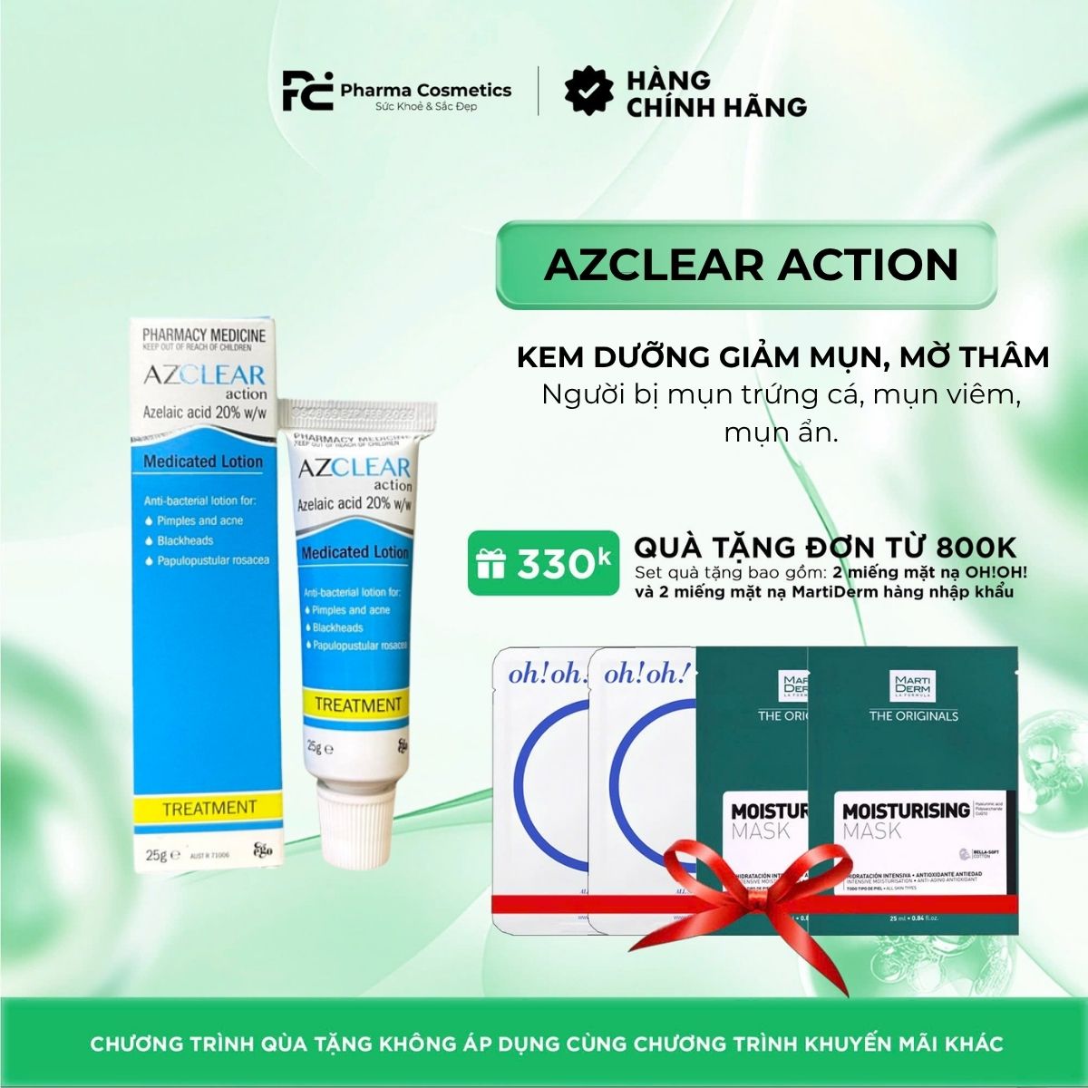 AZCLEAR ACTION AZELAIC ACID 20% 25g / KEM DƯỠNG GIẢM MỤN, MỜ THÂM