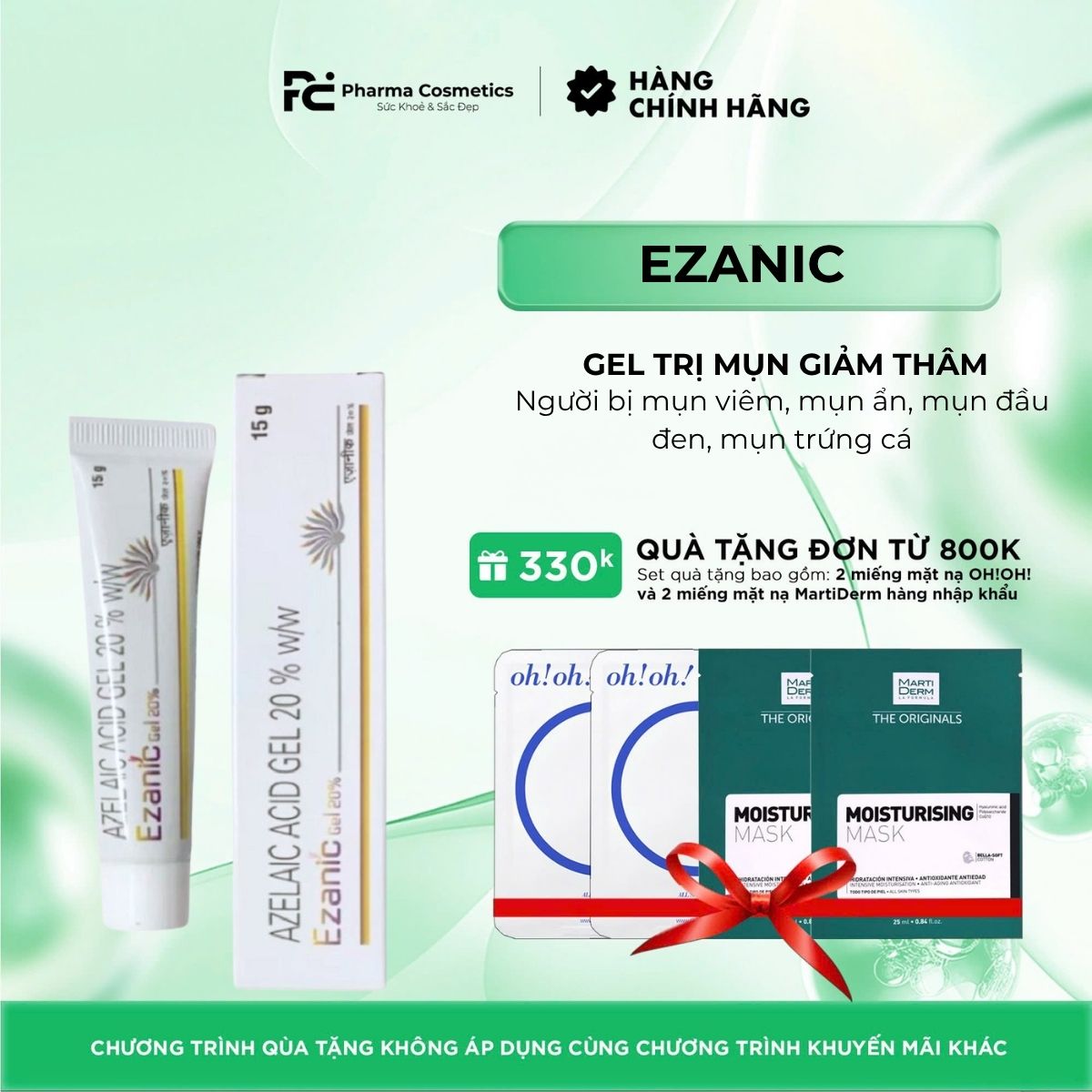 EZANIC GEL 20% AZELAIC ACID 15g / GEL TRỊ MỤN GIẢM THÂM