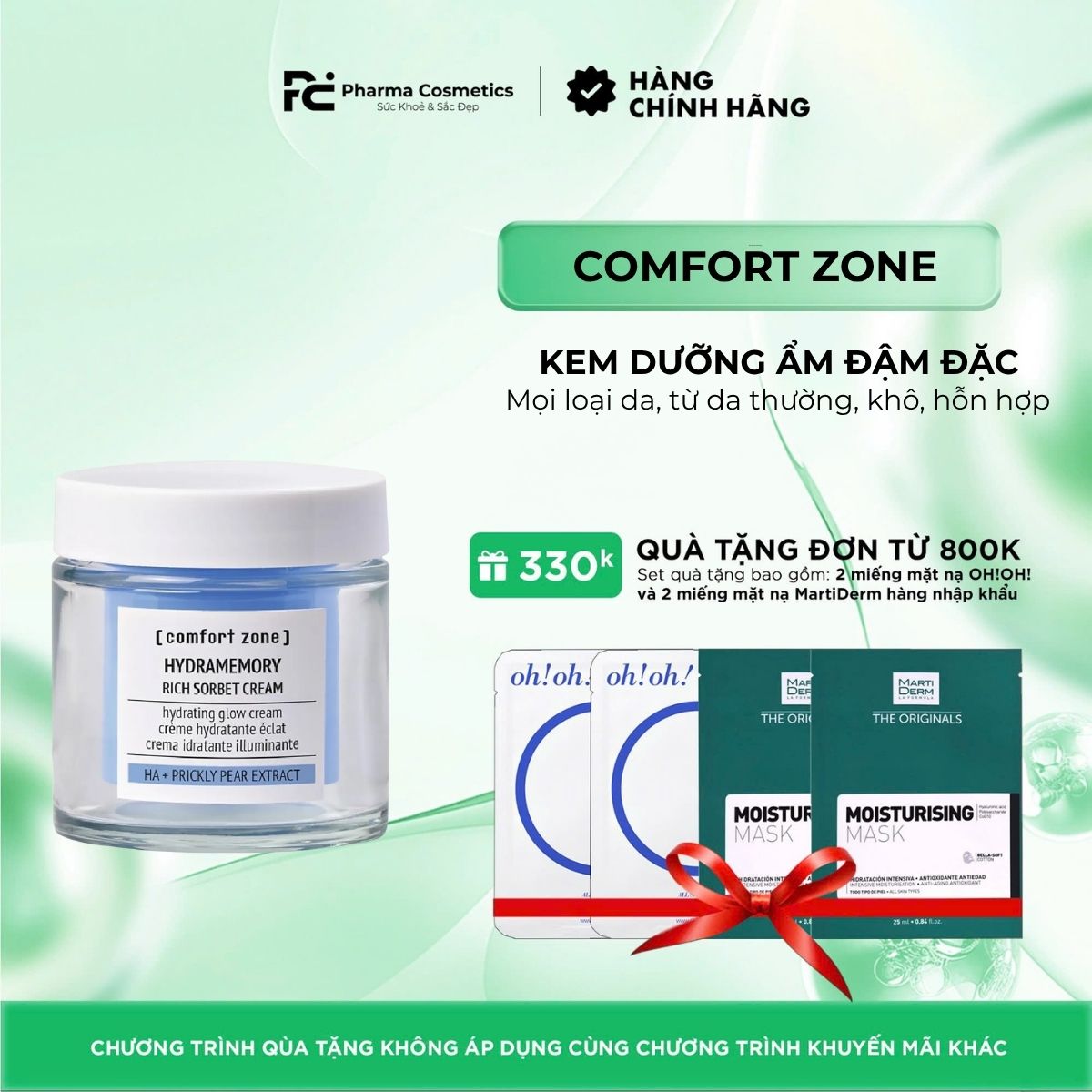 COMFORT ZONE HYDRAMEMORY RICH SORBET CREAM: Kem Dưỡng Ẩm Đậm Đặc, Tăng Cường Độ Ẩm & Làm Sáng Da