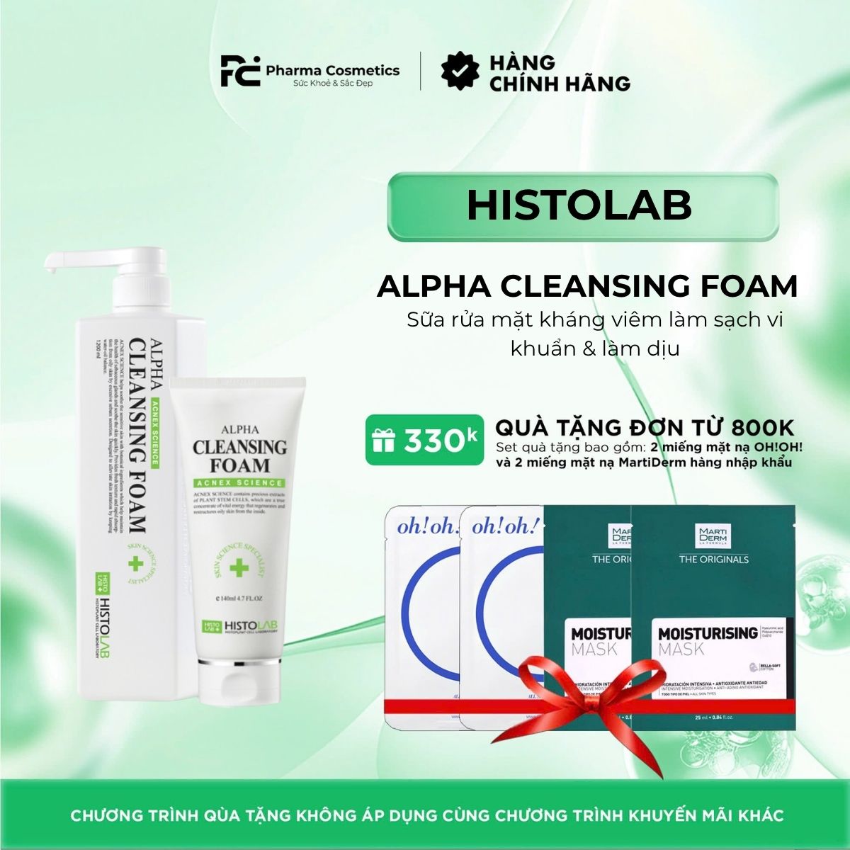 HISTOLAB ALPHA CLEANSING FOAM / SỮA RỬA DẠNG GEL, GIÚP KHÁNG VIÊM LÀM SẠCH VI KHUẨN VÀ LÀM DỊU NỐT VIÊM 200ML