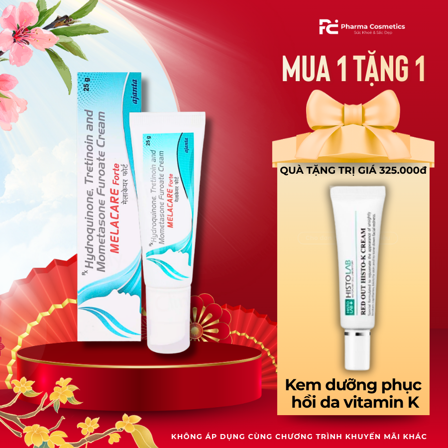 MELACARE FORTE AJANTA- Kem Đặc Trị Nám Chuyên Sâu - Hydroquinone 4%, Tretinoin & Mometasone