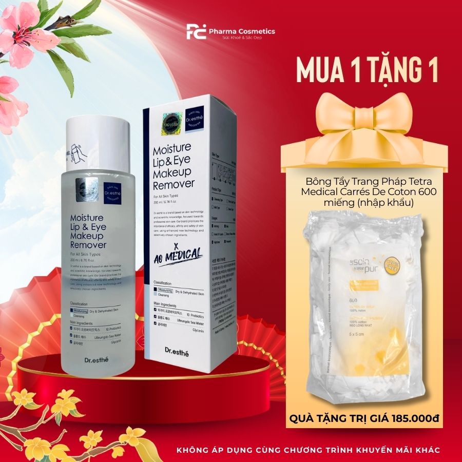 DR.ESTHE MOISTURE LIP & EYE MAKEUP REMOVER: Tẩy Trang Mắt & Môi Dịu Nhẹ, An Toàn Cho Mọi Loại Da
