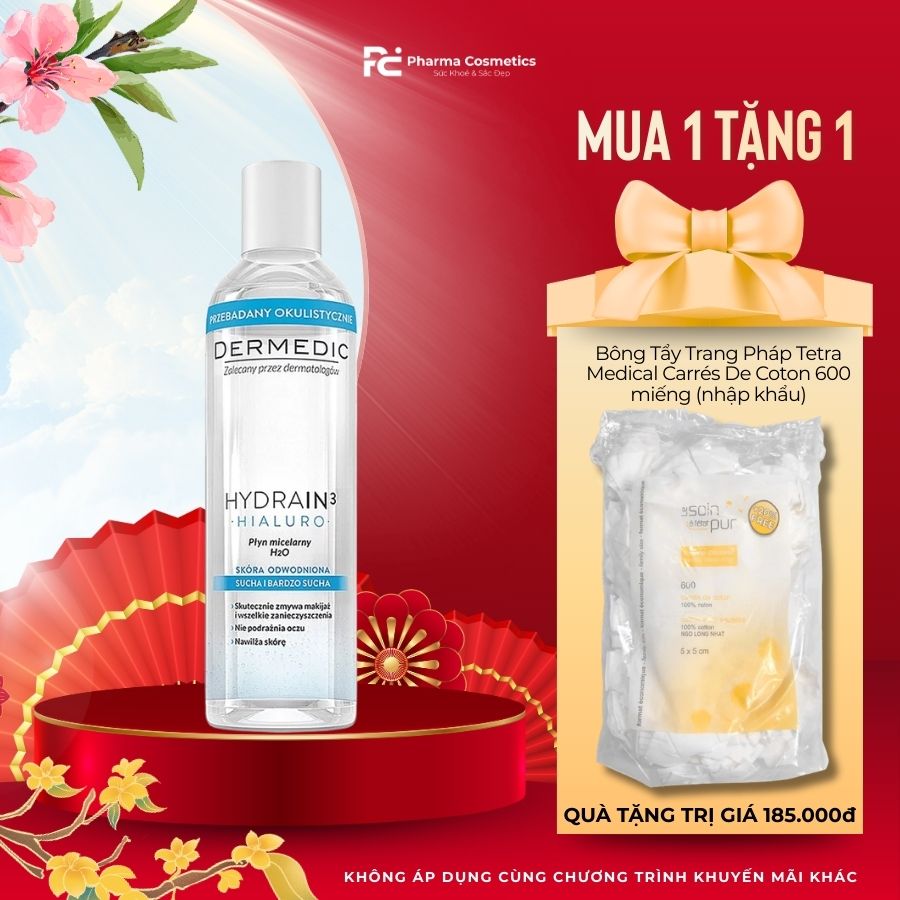 DERMEDIC HYDRAIN MICELLAR WATER H2O: Nước Tẩy Trang Dịu Nhẹ Cho Làn Da Nhạy Cảm