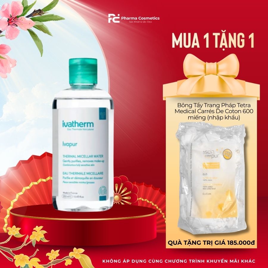 IVATHERM IVAPUR THERMAL MICELLAR WATER: Nước Tẩy Trang Khoáng Chất – Làm Sạch Dịu Nhẹ Cho Da Dầu & Mụn Nhạy Cảm