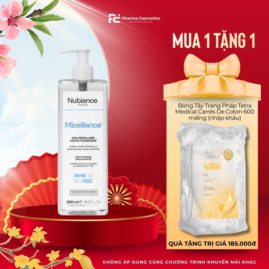 NUBIANCE MICELLIANCE 0% - MICELLAR WATER: Nước Tẩy Trang Dịu Nhẹ Cho Da Nhạy Cảm (500ml)