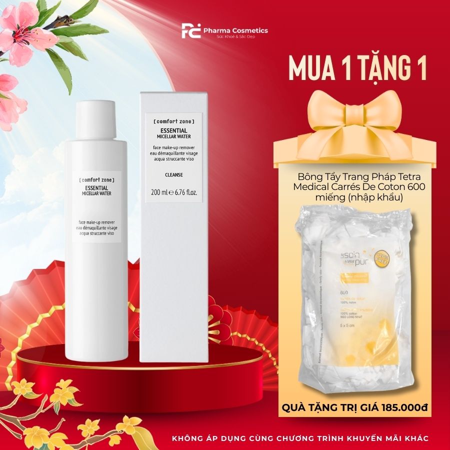 COMFORT ZONE ESSENTIAL MICELLAR WATER: Nước Tẩy Trang 3-trong-1 Cho Vùng Mặt - Mắt - Môi Sạch Sâu & Dịu Nhẹ