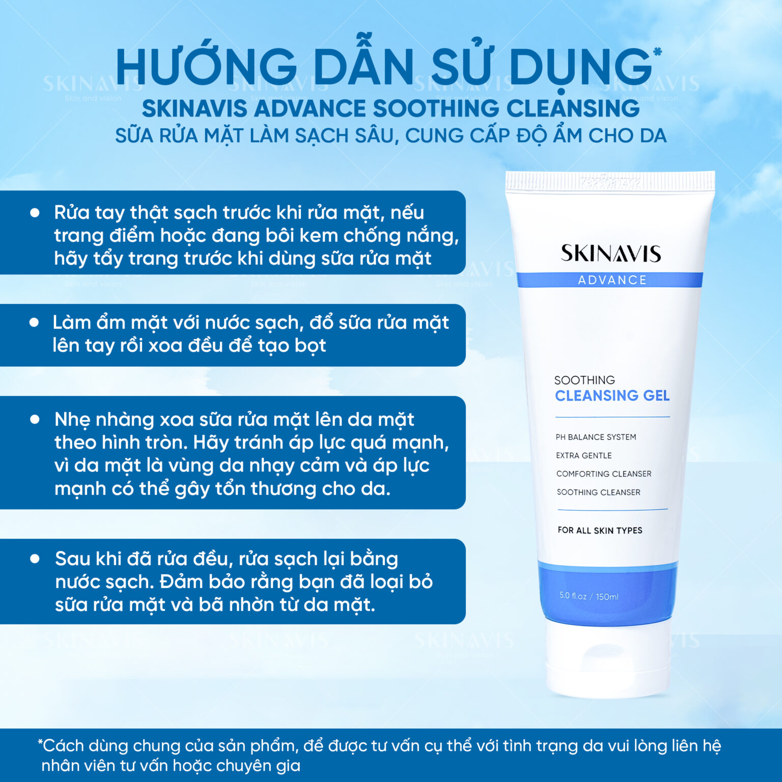 SKINAVIS SOOTHING CLEANSING GEL: Sữa Rửa Mặt Dịu Nhẹ, Cân Bằng pH Cho Làn Da Sạch Khỏe