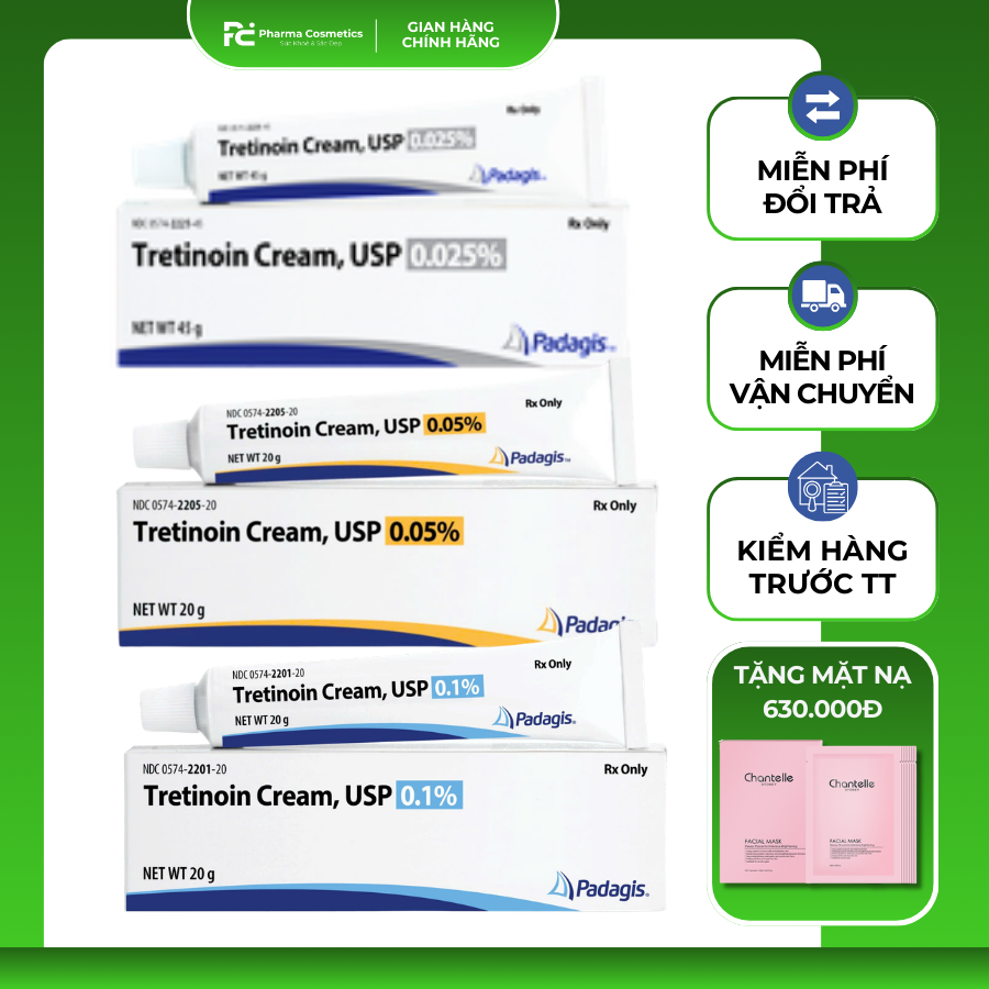 TRETINOIN CREAM, USP PADAGIS: Giải Pháp Chuyên Sâu Cho Mụn, Thâm & Lão Hóa Da