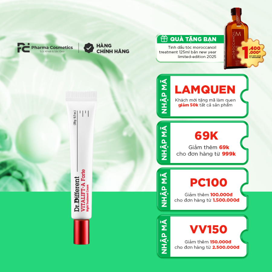 DR.DIFFERENT VITALIFT – A FORTE / KEM DƯỠNG CHỐNG LÃO HÓA, MỜ NẾP NHĂN, TĂNG ĐỘ ĐÀN HỒI, GIẢM CHẠY XỆ