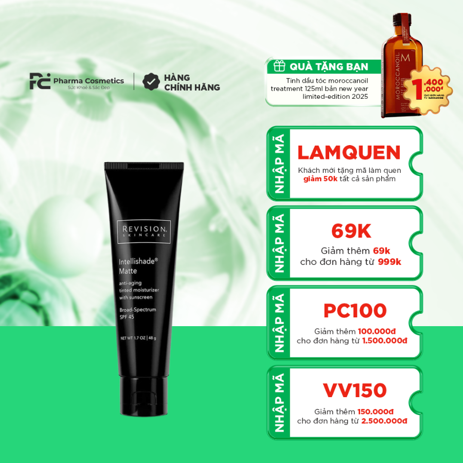 REVISION INTELLISHADE MATTE SPF45 / KEM CHỐNG NẮNG DƯỠNG ẨM VÀ CHỐNG LÃO HÓA CÓ MÀU