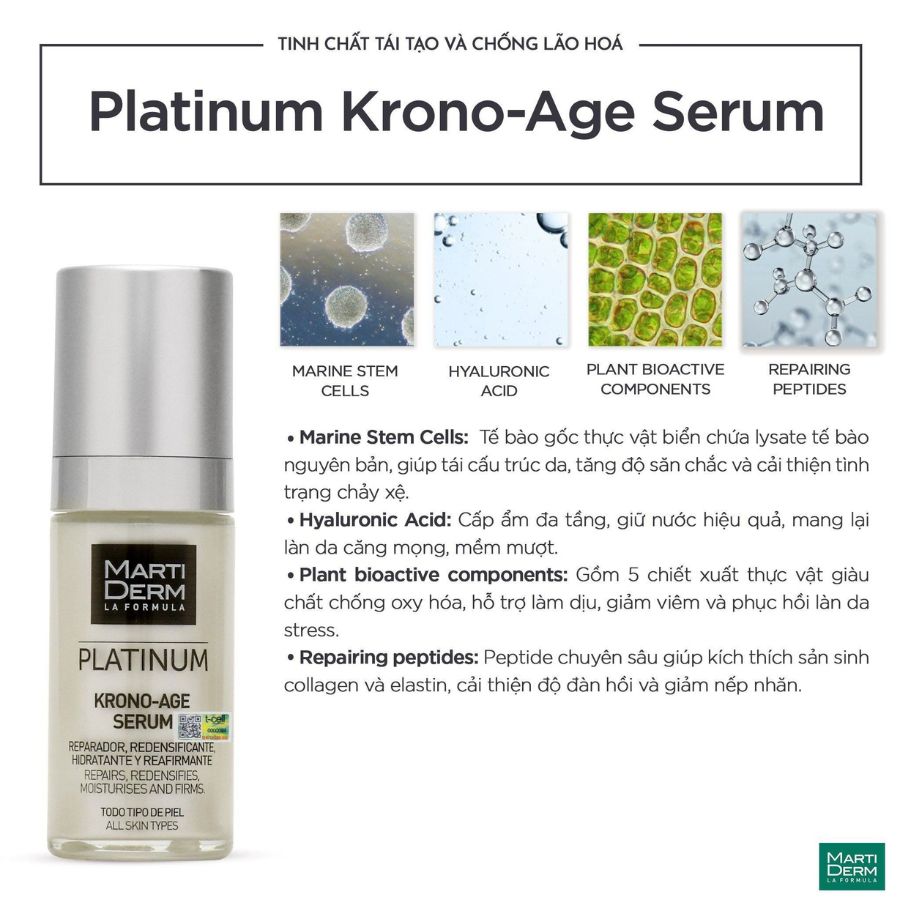 MARTIDERM PLATINUM KRONO-AGE SERUM: Tinh Chất Tái Tạo & Chống Lão Hóa Toàn Diện