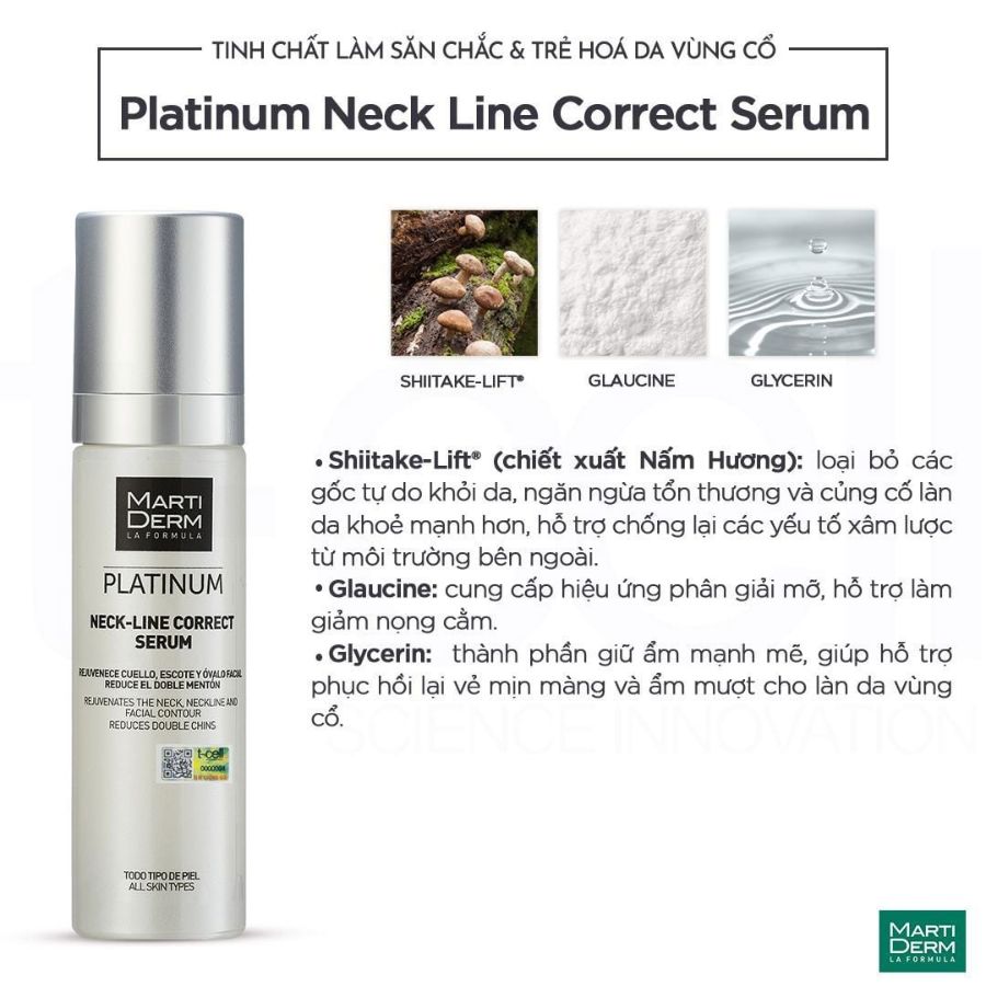 MARTIDERM PLATINUM NECK LINE CORRECT SERUM / TINH CHẤT LÀM SĂN CHẮC & TRẺ HÓA DA VÙNG CỔ