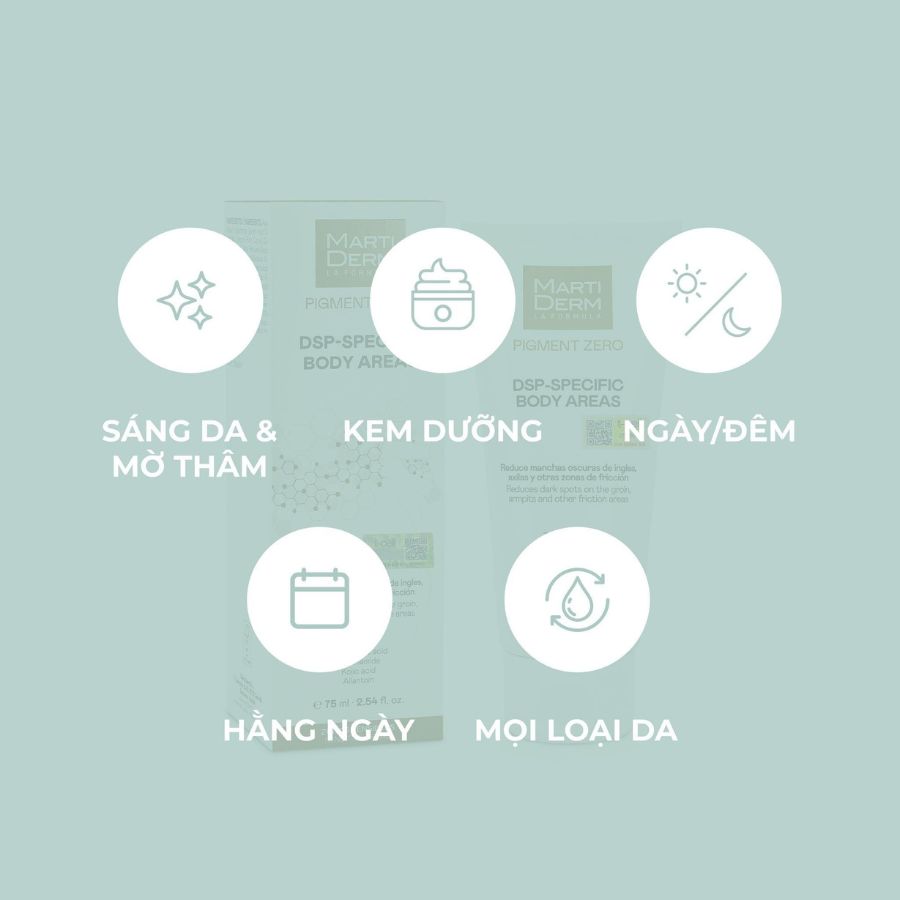 MARTIDERM DSP-SPECIFIC BODY AREAS: Kem Dưỡng Thể Chuyên Sâu - Sáng Da, Giảm Thâm Sạm & Phục Hồi Vùng Nhạy Cảm