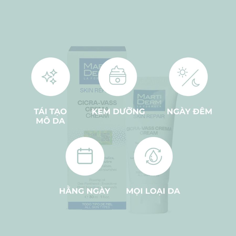 MARTIDERM SKIN REPAIR CICRA VASS CREAM / KEM DƯỠNG TÁI TẠO & PHỤC HỒI DA NHẠY CẢM