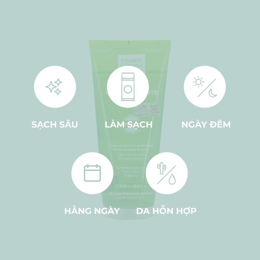 MARTIDERM ACNIOVER PURIFYING GEL / SỮA RỬA MẶT CHO DA DẦU MỤN
