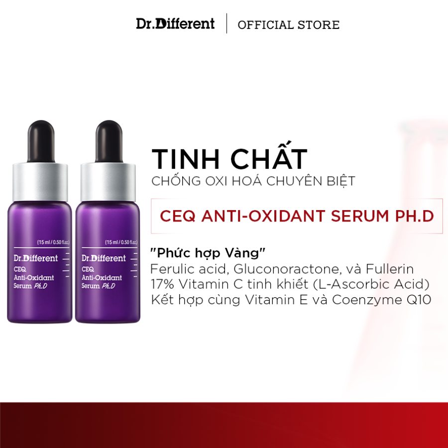 DR.DIFFERENT CEQ ANTI-OXIDANT SERUM PH.D / TINH CHẤT PHÚC HỢP CHỐNG OXY HÓA – LÃO HÓA, SÁNG DA, MỜ THÂM