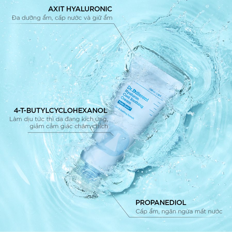 DR.DIFFERENT HYALURON COOL SOOTHING CREAM / KEM DƯỠNG ẨM VÀ LÀM DỊU DA TỨC THÌ 