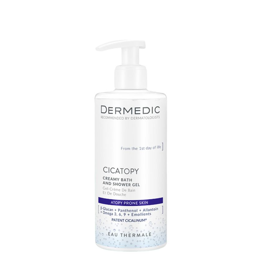 DERMEDIC CICATOPY CREAMY BATH AND SHOWER GEL: Sữa Tắm & Gel Tắm Dịu Nhẹ Cho Da Viêm Nhiễm Mãn Tính