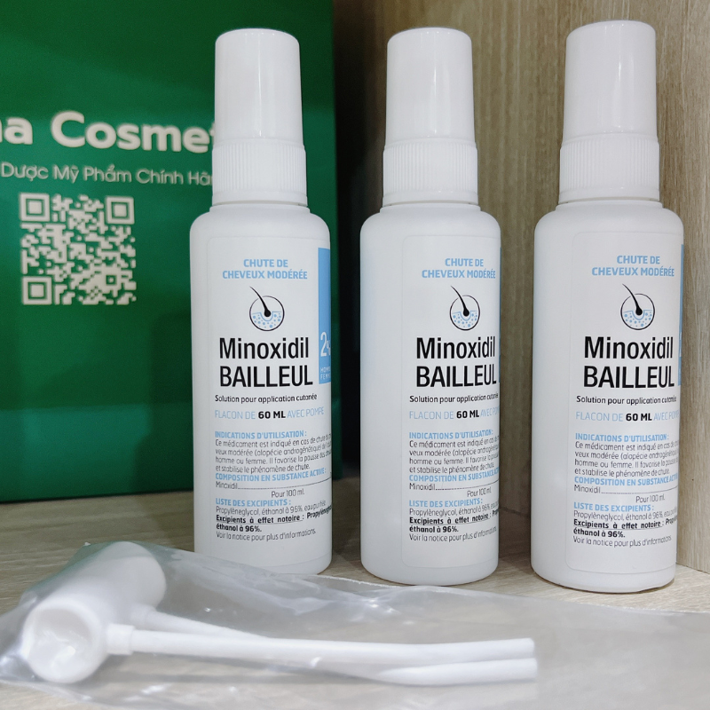 XỊT MỌC TÓC MINOXIDIL BAILLEUL 2% - Giải Pháp Giảm Rụng Tóc & Kích Thích Mọc Tóc Cho Nữ ( SET 3 LỌ)