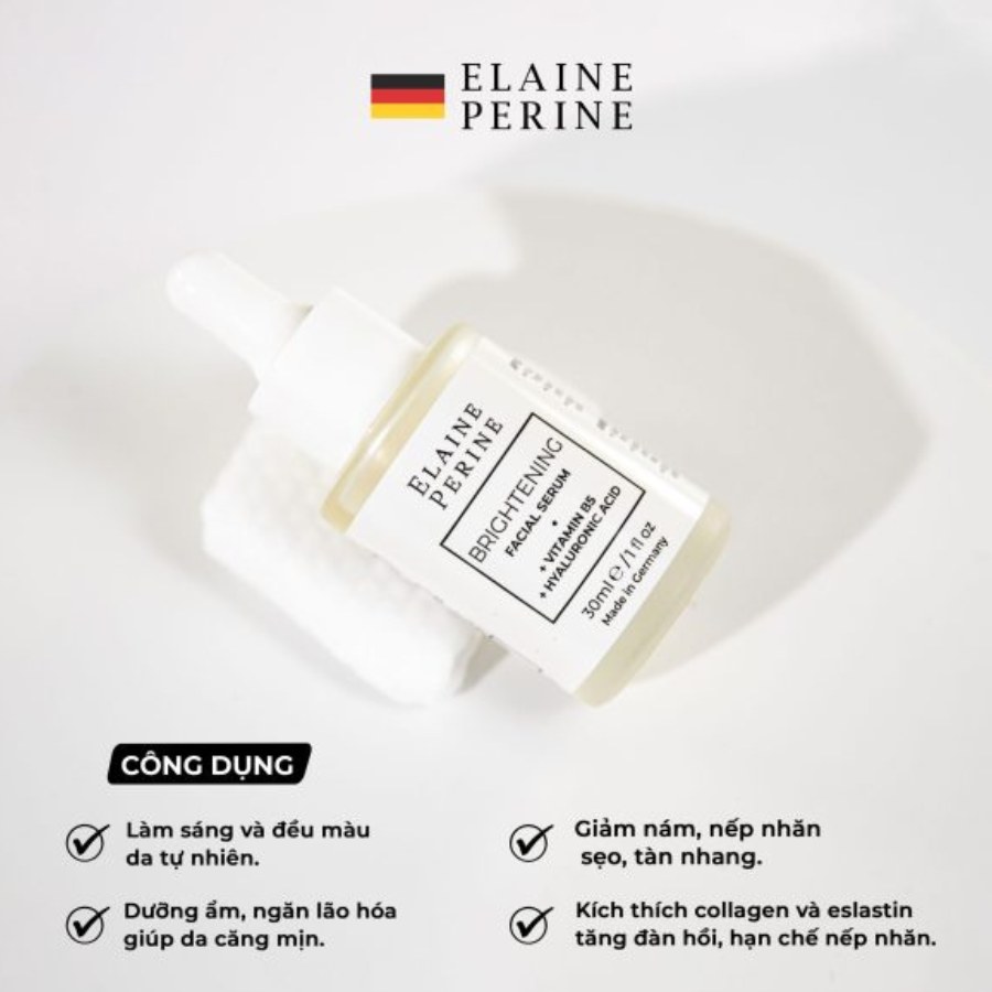ELAINE PERINE BRIGHTENING FACIAL SERUM + VITAMIN B3 + HYALURONIC ACID - Tinh Chất Phục Hồi & Làm Sáng Da