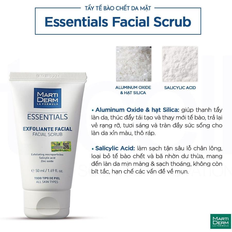 MARTIDERM ESSENTIALS FACIAL SCRUB: Tẩy Tế Bào Chết Sạch Sâu, Thanh Lọc & Tái Tạo Làn Da Mịn Màng