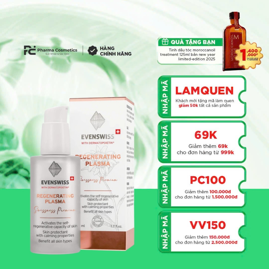 EVENSWISS REGENERATING PLASMA: Huyết Tương Phục Hồi Chuyên Sâu - Tái Tạo & Tăng Cường Miễn Dịch Da